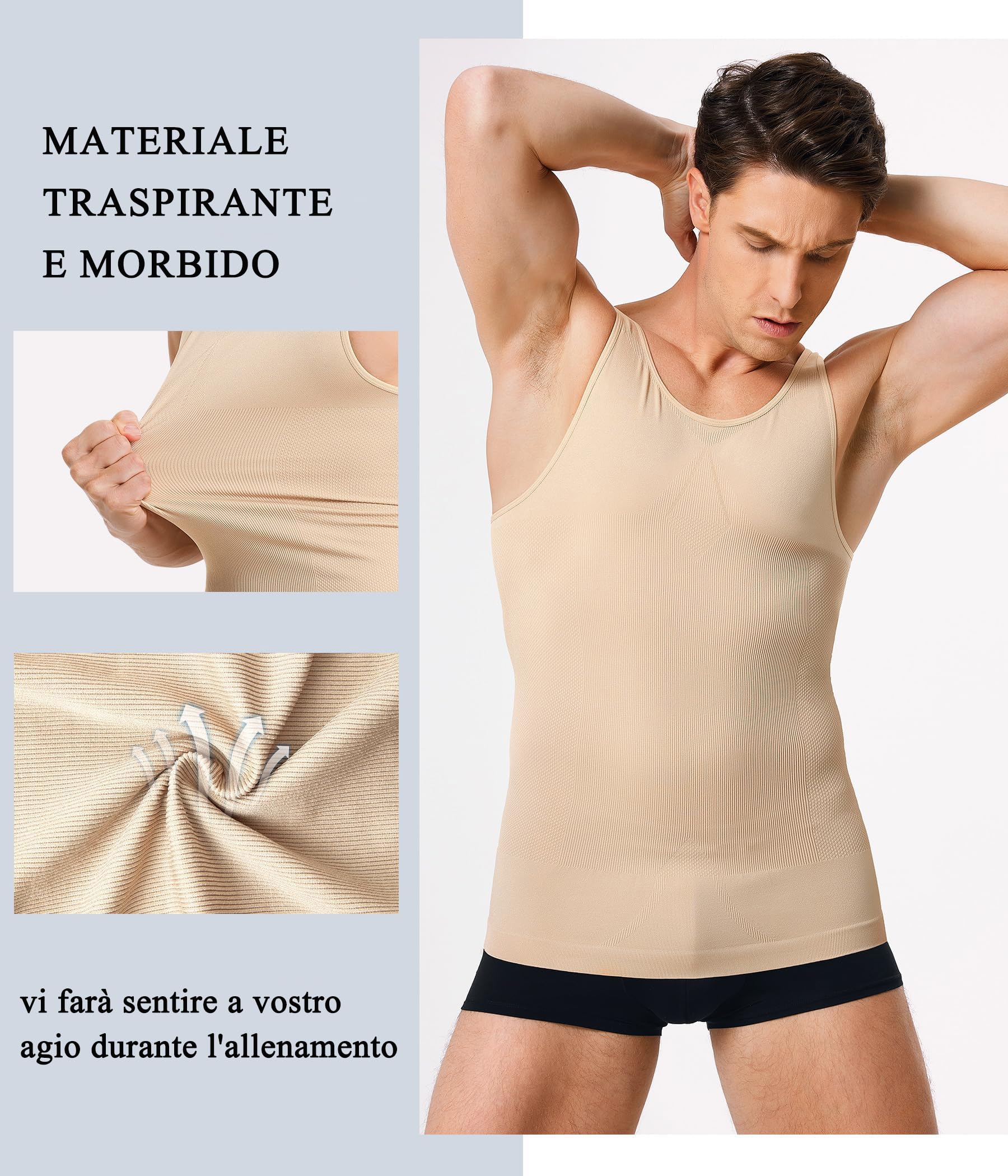 Canotta Dimagrante Uomo T Shirt Modellante Canotta Contenitiva Snellente Shapewear Maglietta Compressione Canottiera Sportiva Fitness