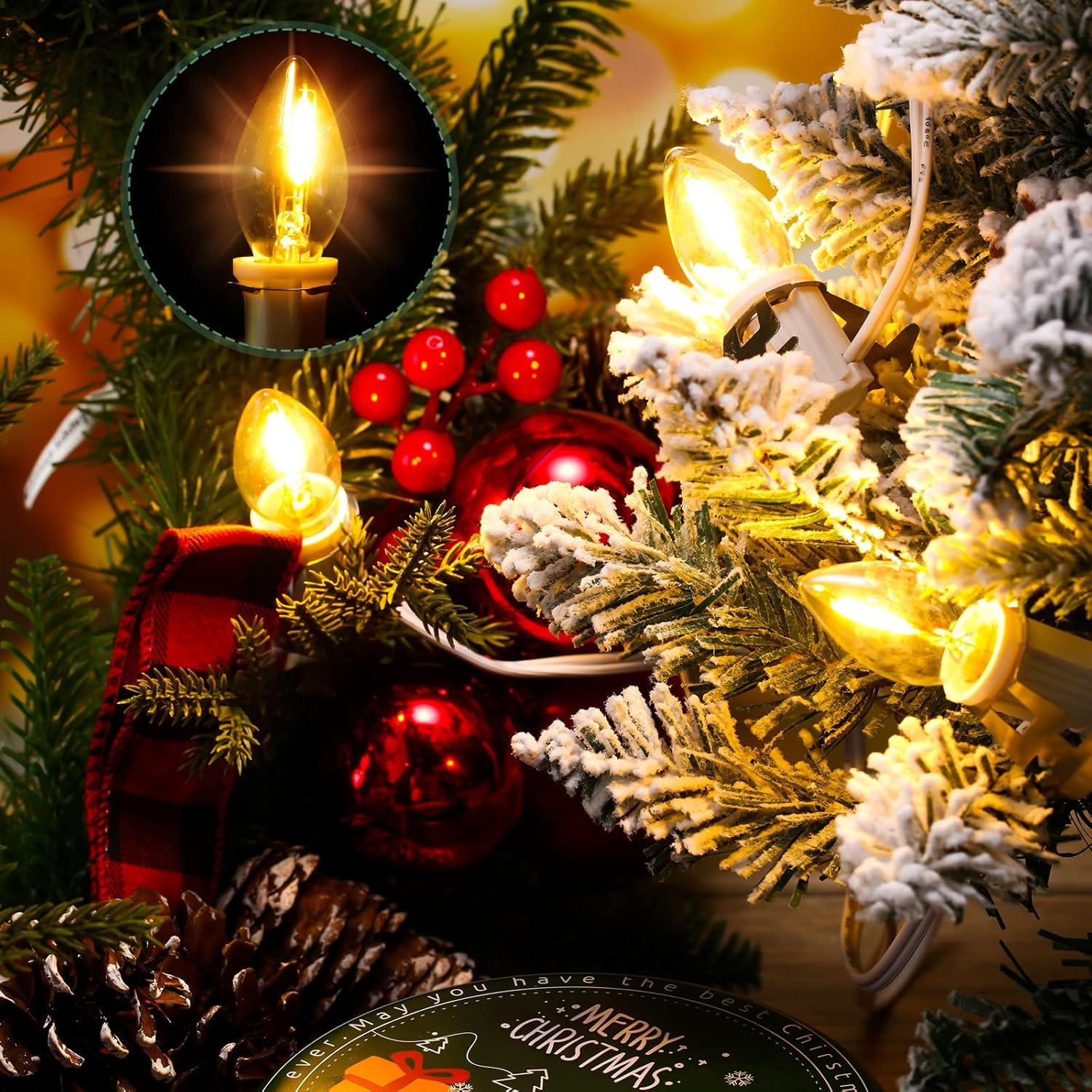 Coume 24 Packs Accessory Cord with LED Light Bulb, 6 Ft Warm Light Accessory Cord Kit (White)