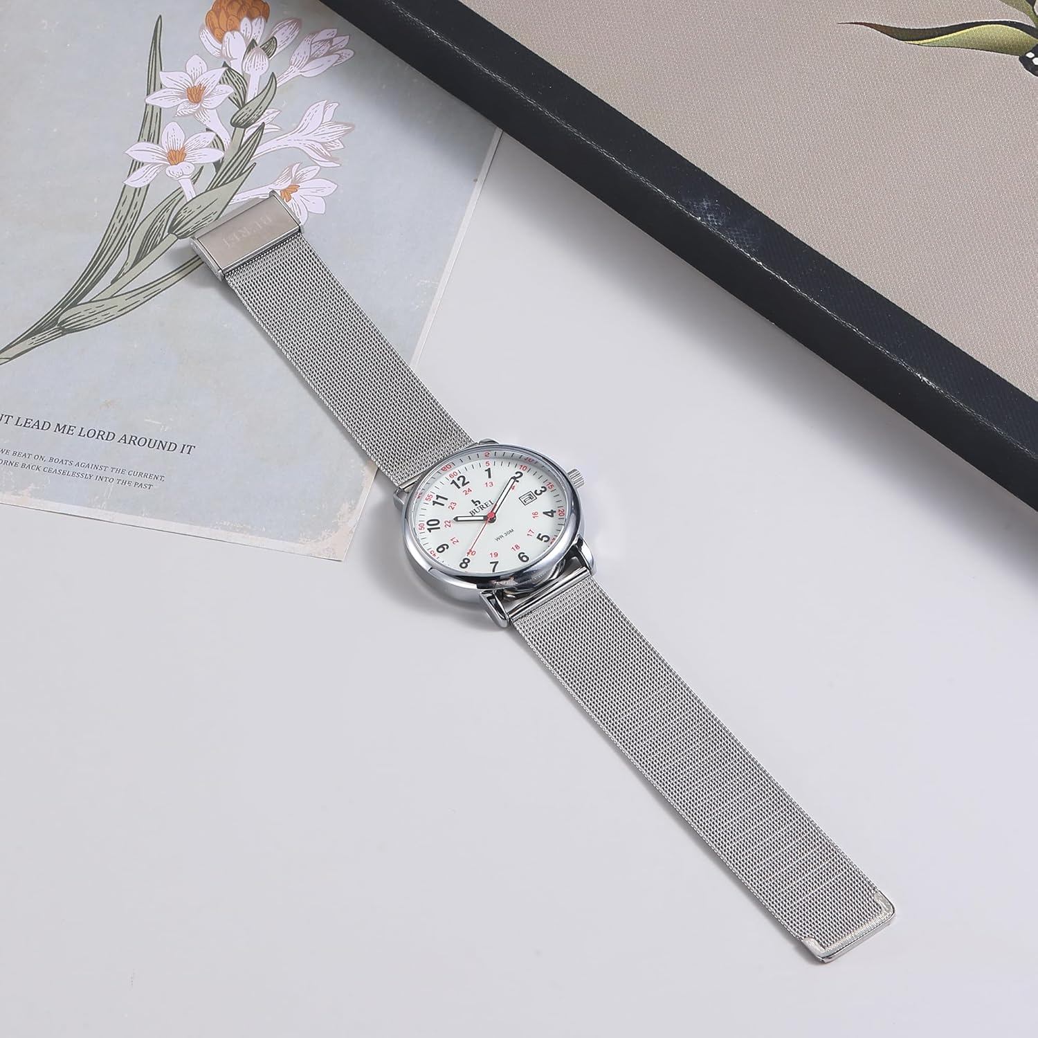 BUREI Women Men Wrist Watches for Nurse Medical Professionals Students Women Men, Waterproof 12/24 Hour Military Time Luminouse Easy Read Dial,Colorful Silicone Band. - Image 4