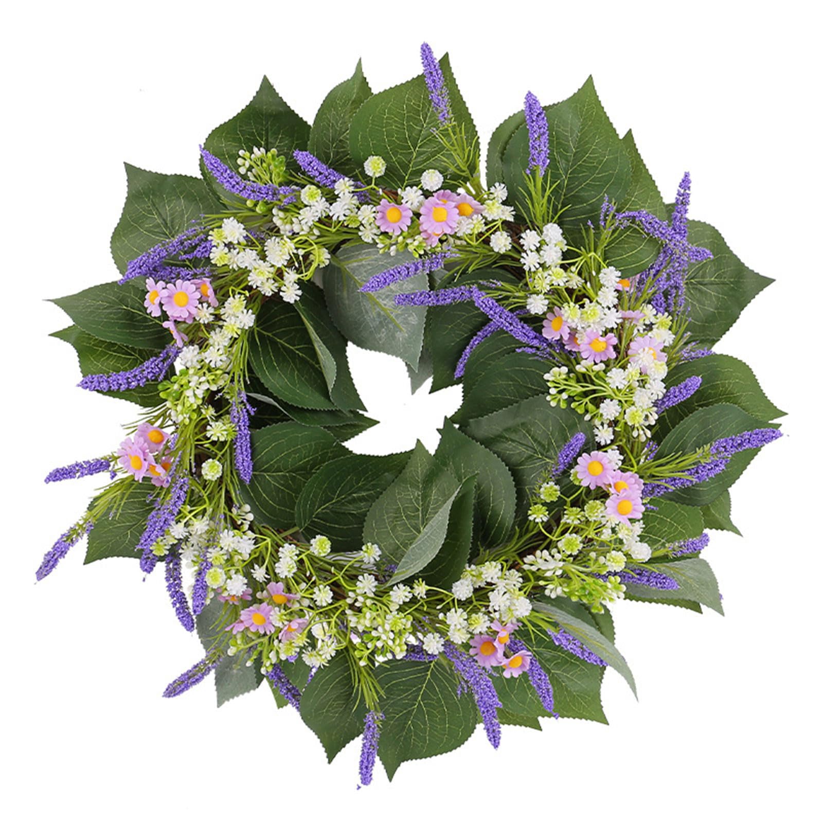 Jazuaiao Exquisite Artificial Flower Wreath Spring Wreath Floral Realistic and Elegant, Perfect for Any Realistic Flower