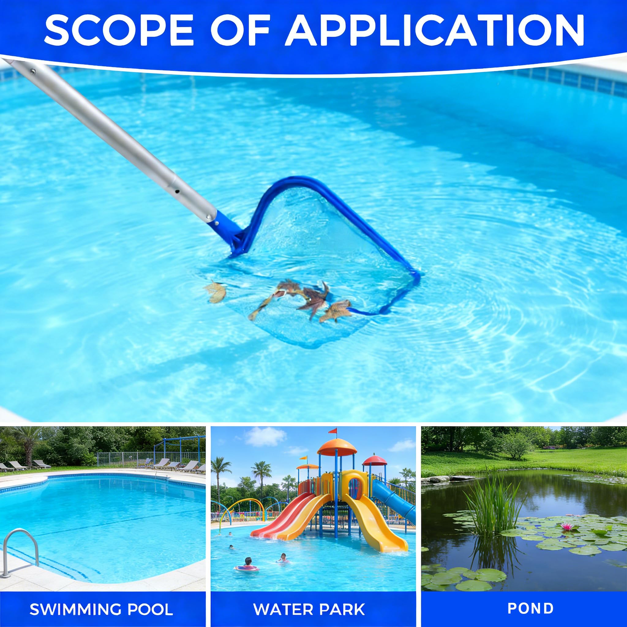 Retino Piscina - Retino per Piscina 120CM Rete a Maglia Fine per Foglie con Asta Telescopica in Alluminio per Pulizia Piscina Spa Stagni e Acquari da Foglie e Detriti