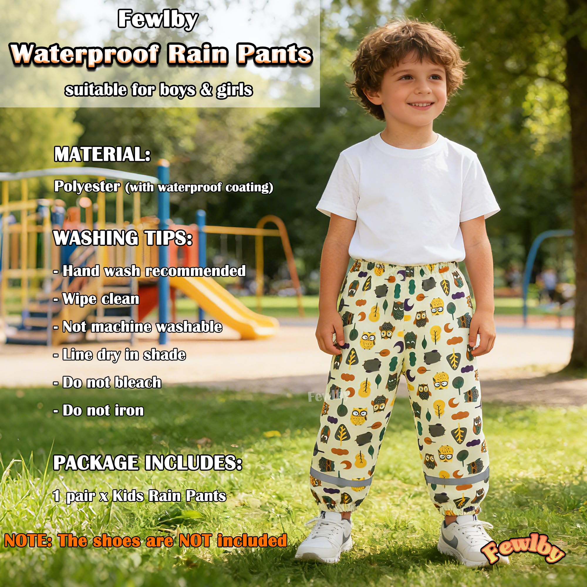Pantalon Imperméable Enfant Pantalon de Pluie, Filles Garçons Combinaison de Pluie Réutilisable Vêtements de Pluie