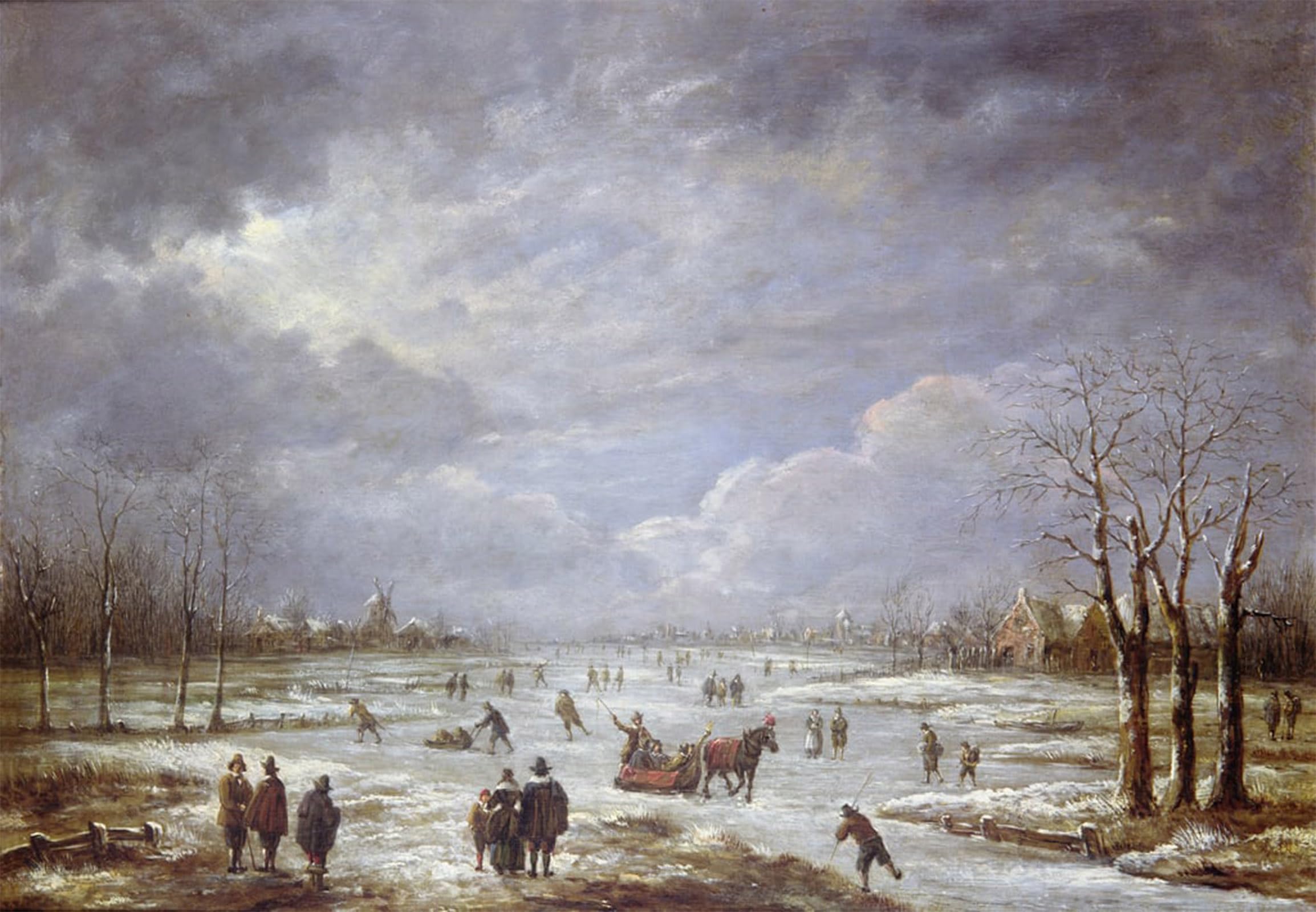 Artxlxxbn No Frame Famous Art Print Poster Vintage Wall Art Winter Landscape By Aert Van Der Neer Canvas Art Poster For Home Decor 60X90cm