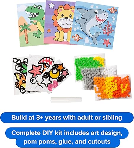 Miniatura 3 de Little Jupiter Arte de pompones de bricolaje, hace 10 piezas de arte, manualidades para niños y niñas de 3 a 5 años, manualidades para niños de 3 a