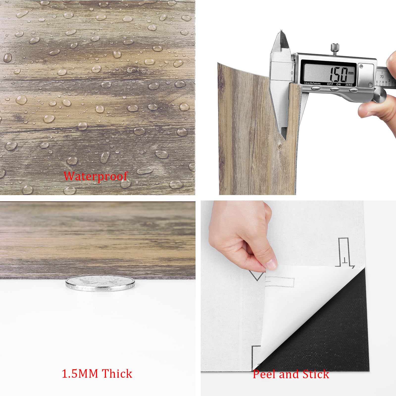 Livelynine Pavimento Adesivo per Interni Effetto Legno Colorata Listoni Adesivi per Pavimento 90x15 36-Pezzi Impermeabile PVC Adesivo Pavimento Legno Piastrelle Adesive Pavimento Cucina Bagno Rustica