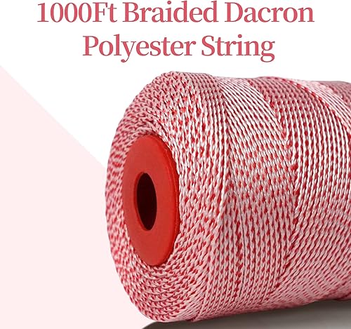 Miniatura 2 de Simxkai Línea Dacron roja y blanca Briadied para cometa voladora al aire libre, resistente a la abrasión (1000ft_120lb)