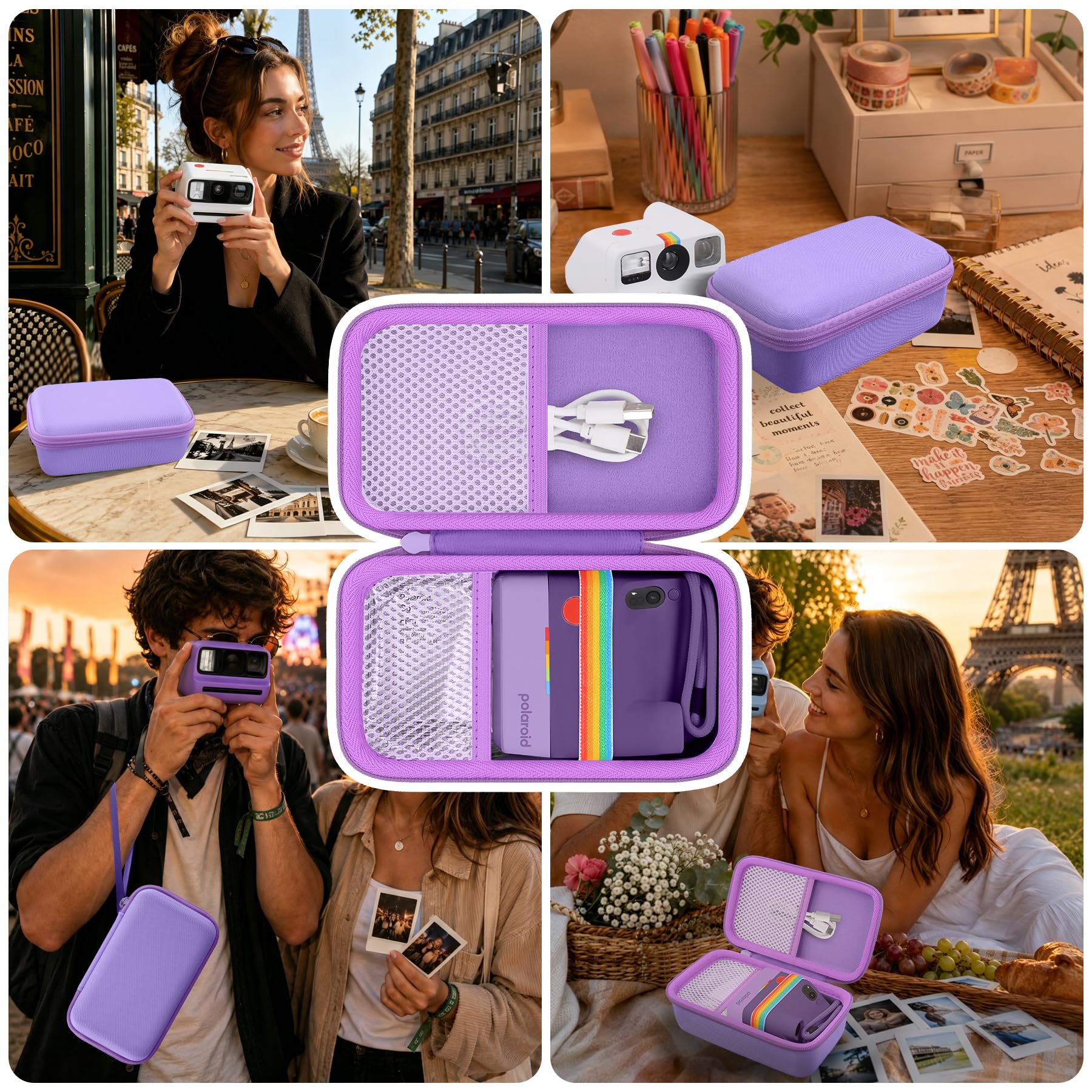 Khanka Etui do Polaroid Go Generation 3/Go Generation 2/Polaroid Go do aparatu błyskawicznego, twarda torba podróżna z uchwytem, tylko etui (fioletowe)