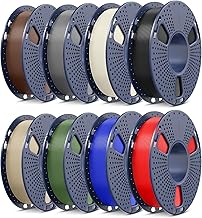 SUNLU 3D Printer Filament Bundle PLA Filament 1.75mm, Individually Vacuum Packed, 0.25kg per Spool, 2kg in Total, 8 Pack, Black+Bone White+Grey+Brown+Red+Blue+Olive Green+Wood