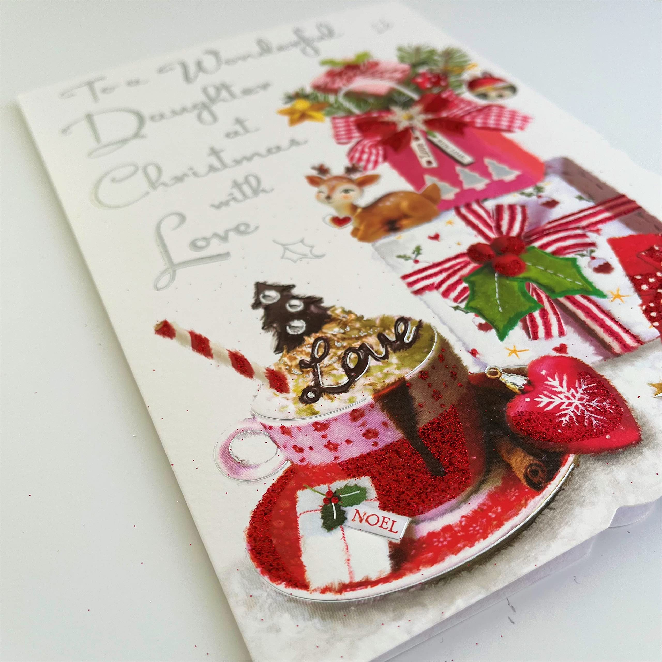 Jonny Javelin Weihnachtskarte 'To A Wonderful Daughter' – Mit Heißer Schokolade Design, 157x235 Mm