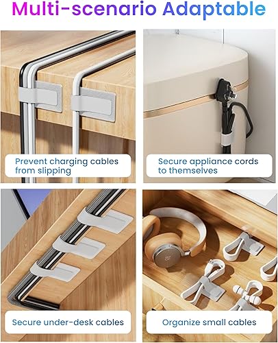 Miniatura 8 de Sujetacables de gancho y bucle, correas de cable autoadhesivas de gancho y bucle, organizador de cables con parte trasera adhesiva, clip para