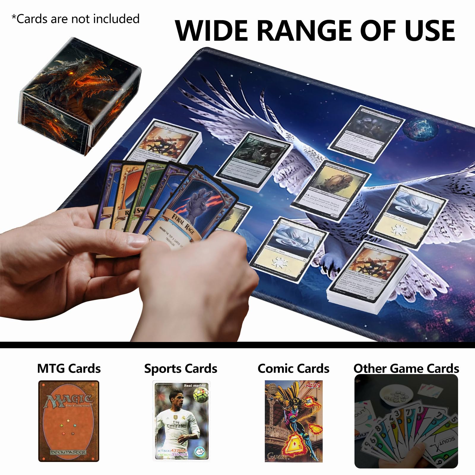 Amazon.com: Strong Magnet Card Case Deck Box Mtg Card Box Playing Card Box  Magic Deck Box Tcg Up to 200 Cards Creative Pattern Trading Card Storage  Box for Collectible Card Games, Fire