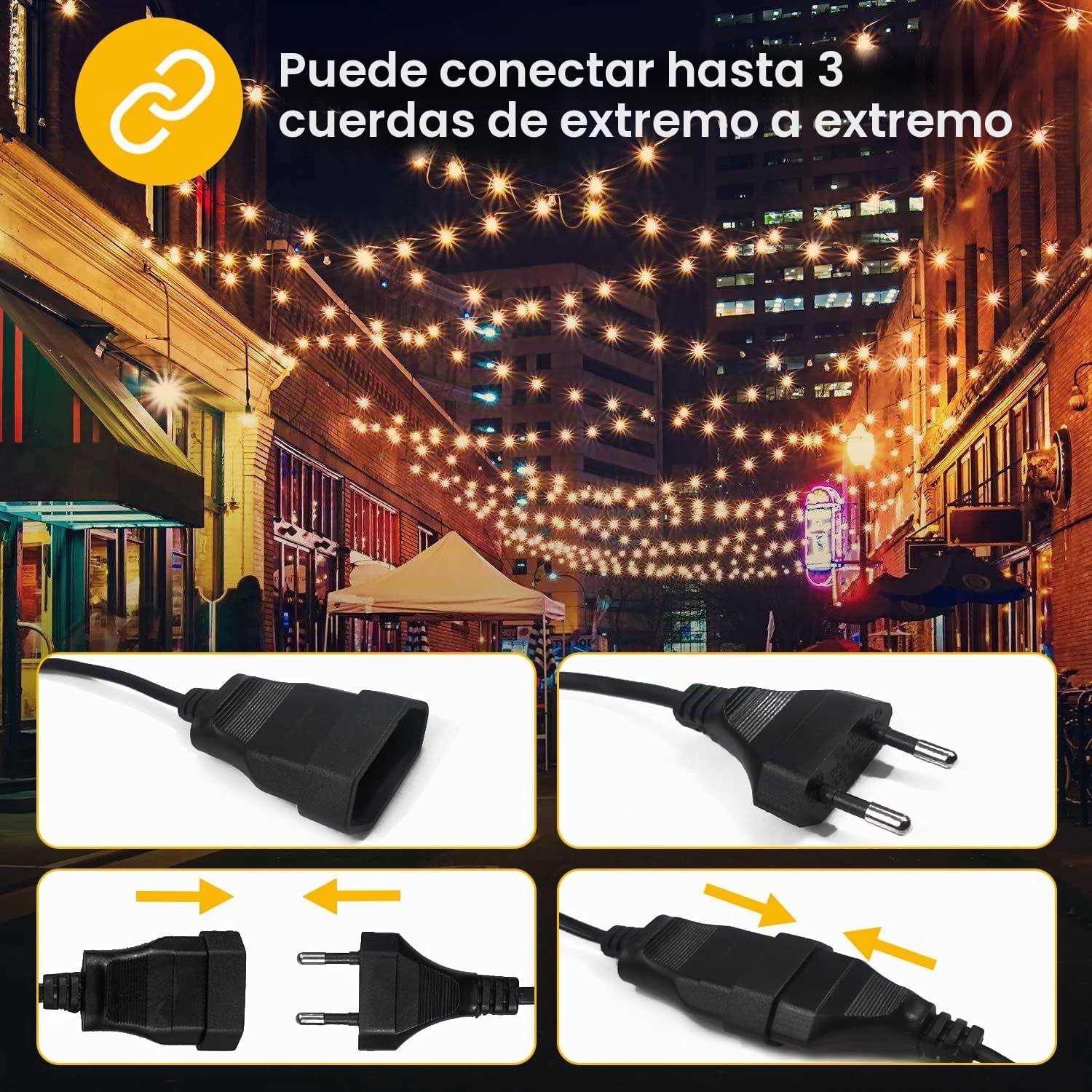 Guirnaldas de Luces Exterior, TOGAVE 9.5M Cadena Luminosas 25+4 Bombillas IP44 Impermeable, Decoración para Jardín, Terrace, Patio, Cafe, Bodas - Blanco Cálido
