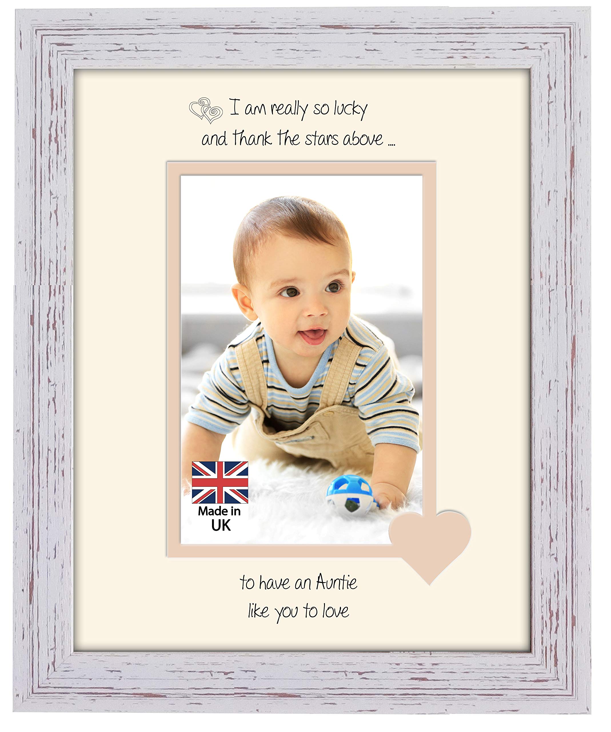 Photos In A Word Shabby Chic Frame Cream Mount Beige Inside Auntie Photo Frame I Thank The Stars Portrait 1053F Double Mounted Quality Gift (Shabby Chic Frame Cream Mount Beige Inside)