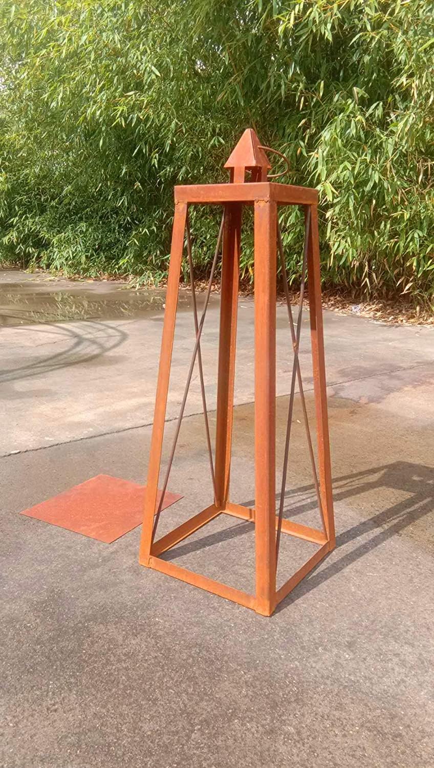 Świecznik ogrodowy z metalu, mocny materiał, do ogrodu, na Boże Narodzenie, metalowy lampion ogrodowy (032113: szer. 22 cm, szer. 33 cm, wys. 120 cm)