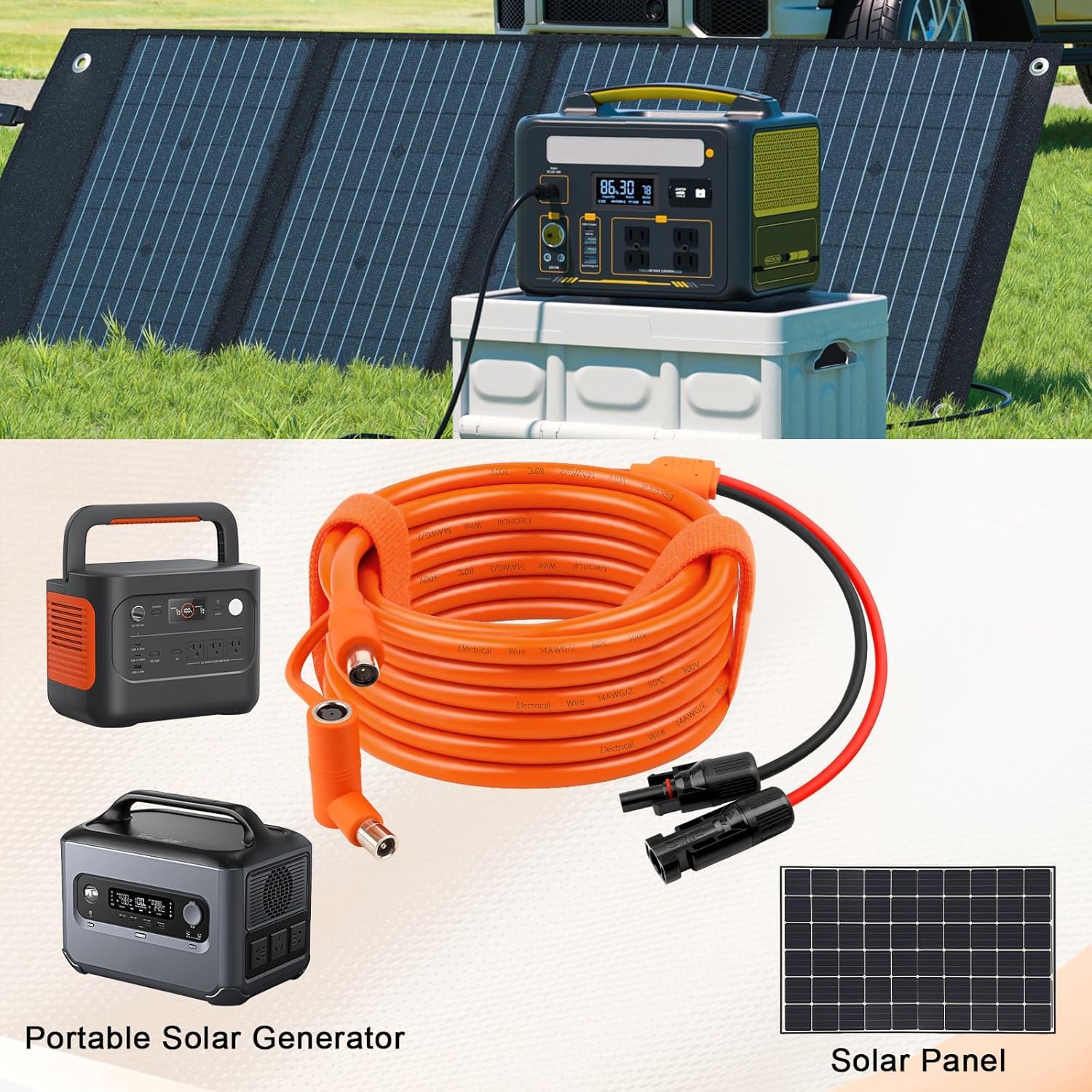 MOOKEERF Cavo di prolunga per ricarica da solare a CC da 8 mm, 9 m, 12 AWG+14 AWG, con connettore per pannello solare a DC7909/8020, compatibile con Anker, GZ Yeti, BLUETT, Jackery Power Station