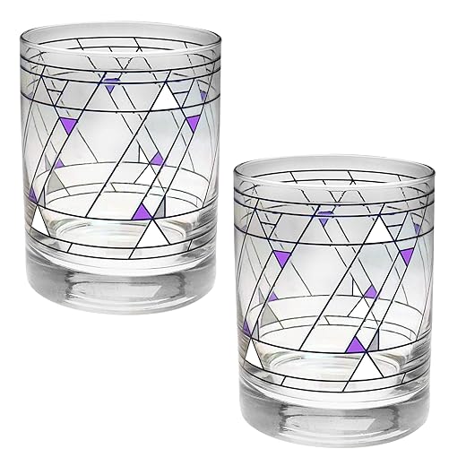 Frank Lloyd Wright DOF Double Old Fashioned Glass 14-Ounce (Gift Boxed Set of 2, Hollyhock)