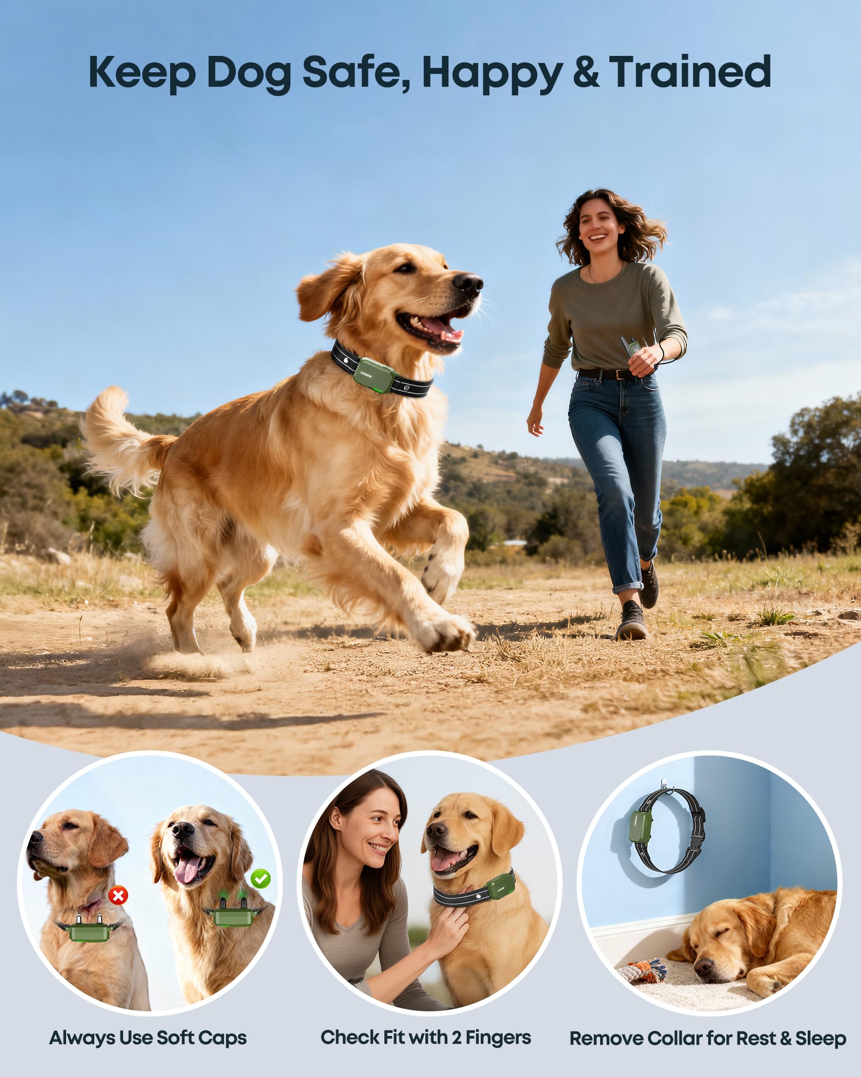 Jugbow Dog Shock Collar - 4500FT Dog Training Collar with Remote, IPX8 Waterproof Electric Dog Collar with 4 Training Modes, Security Lock, Rechargeable eCollar for 10-120lbs Small Medium Large Dogs - image 8