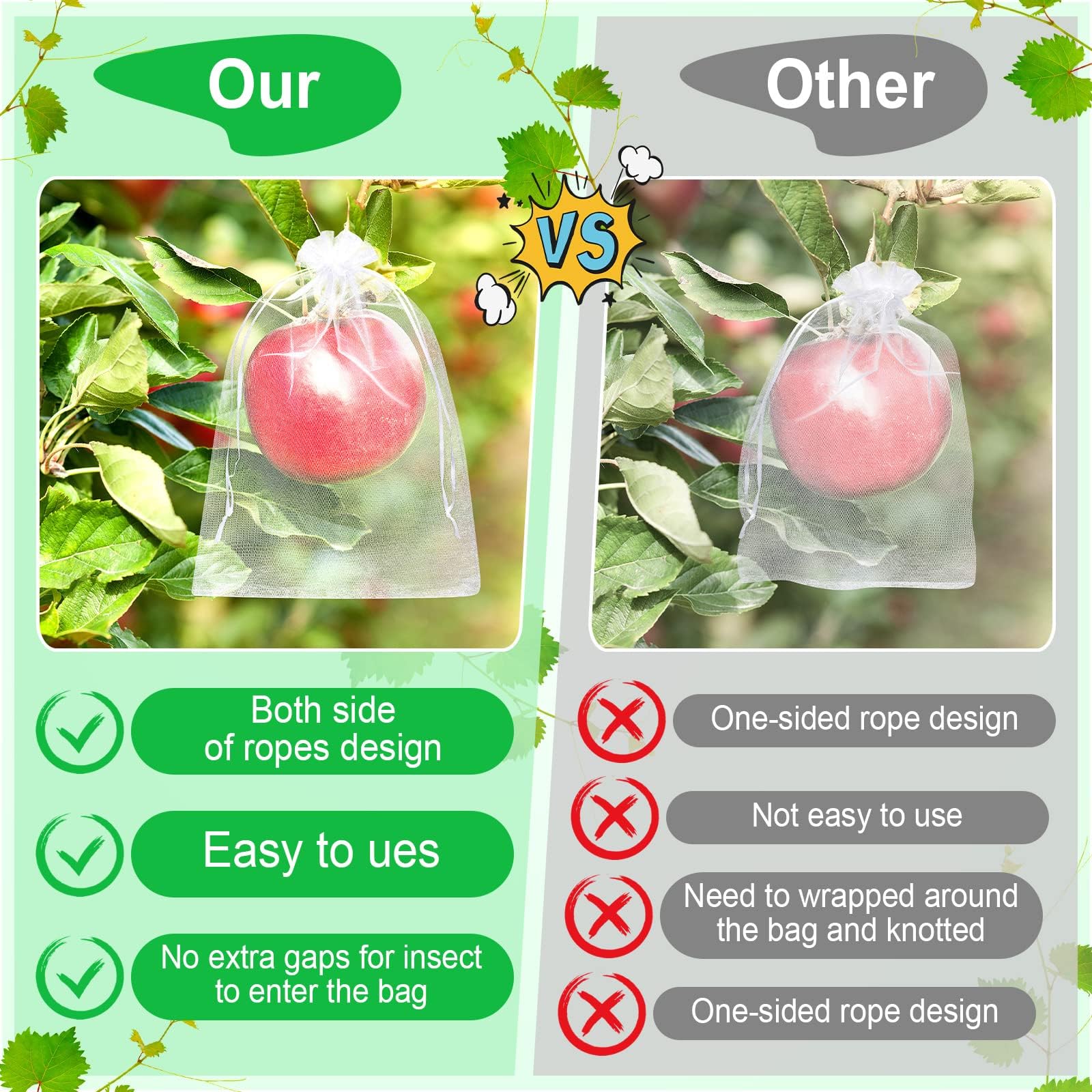 Lot De 30 Sachets De Protection Pour Raisins 30x20cm - Réutilisables En Organza Avec Cordon De Serrage - Protection Fruits Oiseaux Insectes