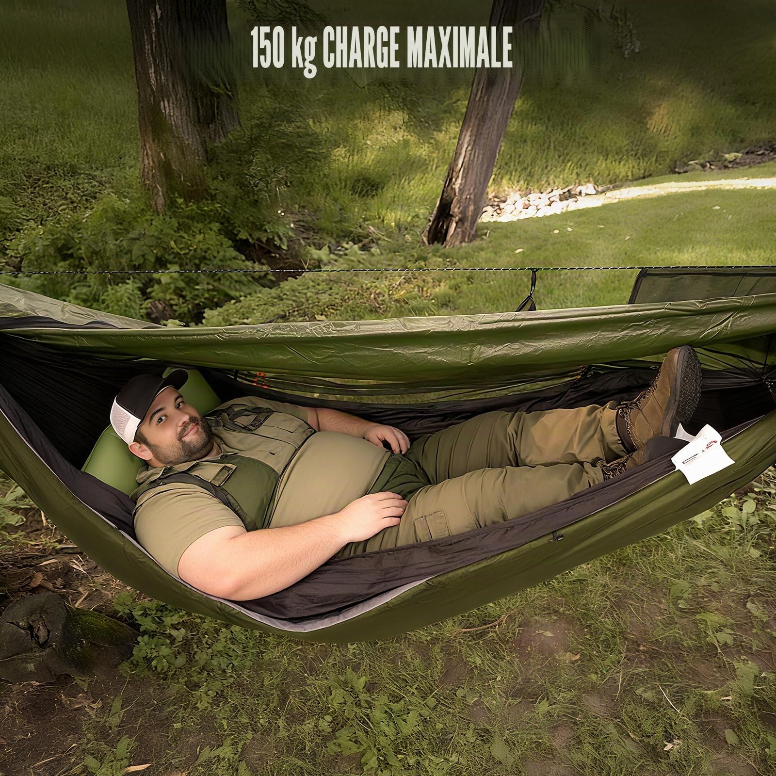 Night Cat Hamac Moustiquaire 1 Personnes: Imperméable Hamac Bivouac Tente Exterieur pour Camping Jardin Voyage Randonnée Vert Pro