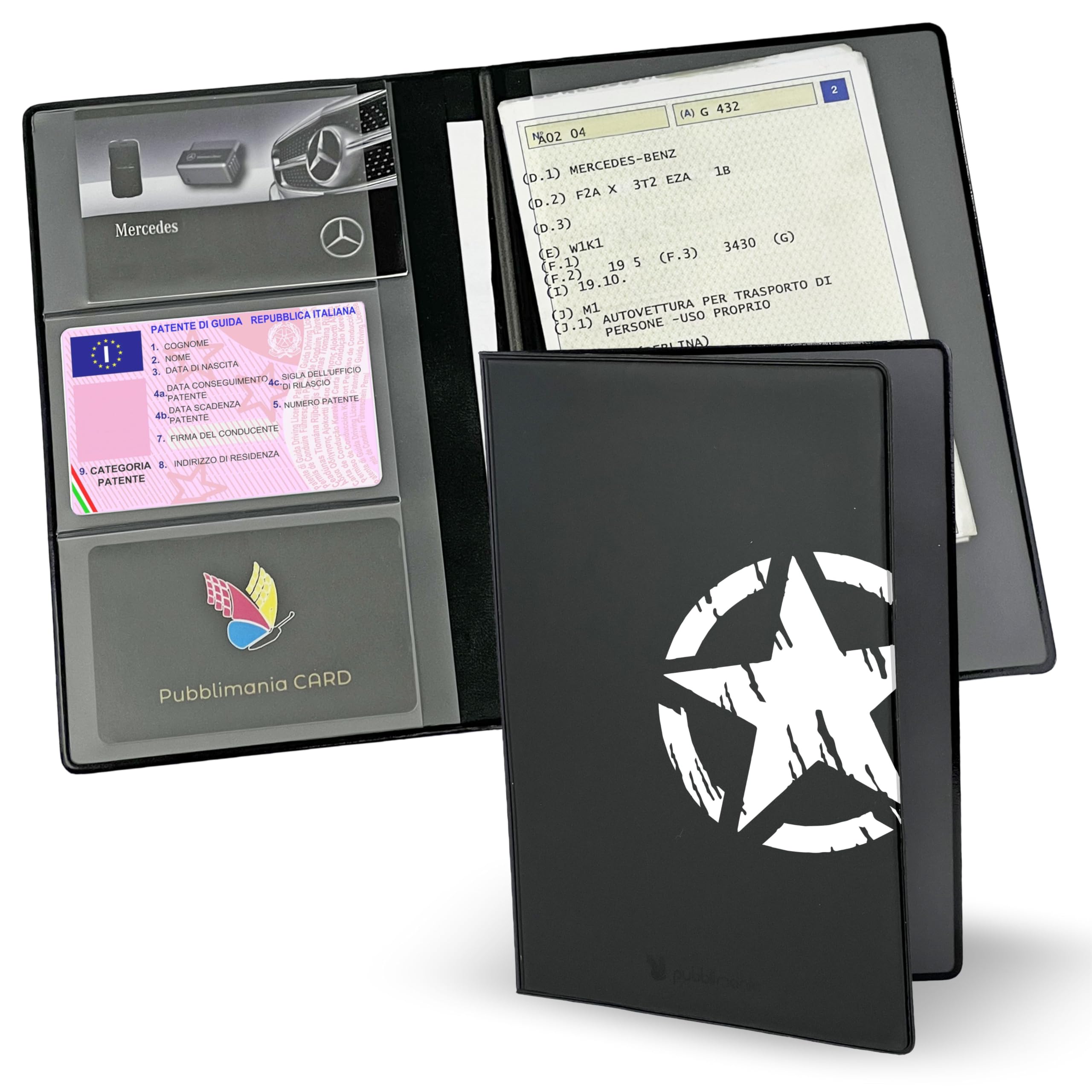 Pubblimania Stella Militare Auto Moto Document Holder With Two Doors