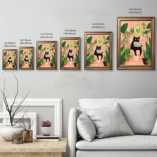Miniatura 3 de Framed Black Cat Reading Newspaper Poster Canvas Print Art, Funny Quirky Painting, Wall Decor, Wall Art, Pictures, Art Print for Bathroom, Apartment