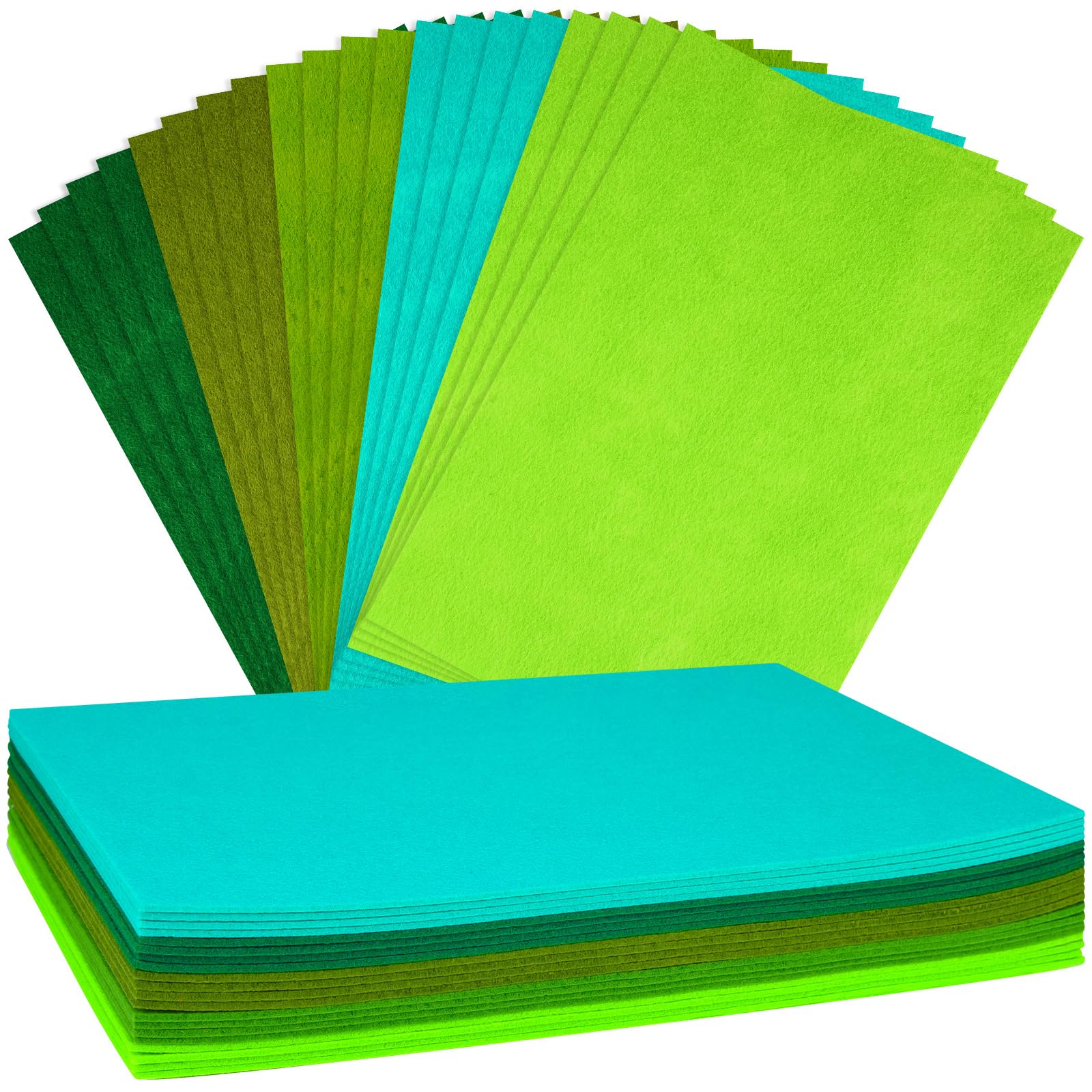 NEBURORA 2mm Thick Felt Sheets for Crafts 20 Pcs Stiff Felt for Crafts Green Felt Fabric Sheets Patchwork Sewing Craft Supplies (Green Series)