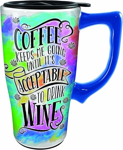 Spoontiques - Tazas de viaje de cerámica - Taza de café mantiene mi marcha - Bebidas calientes o frías - Regalo para los amantes del café