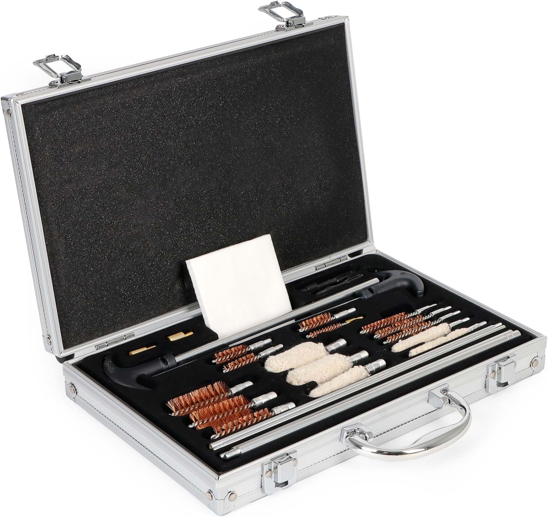 WilTec 100pcs Weapon Cleaning Kit with Brushes, Cleaning Cloths and Transport Case for Rifles and Pistols
