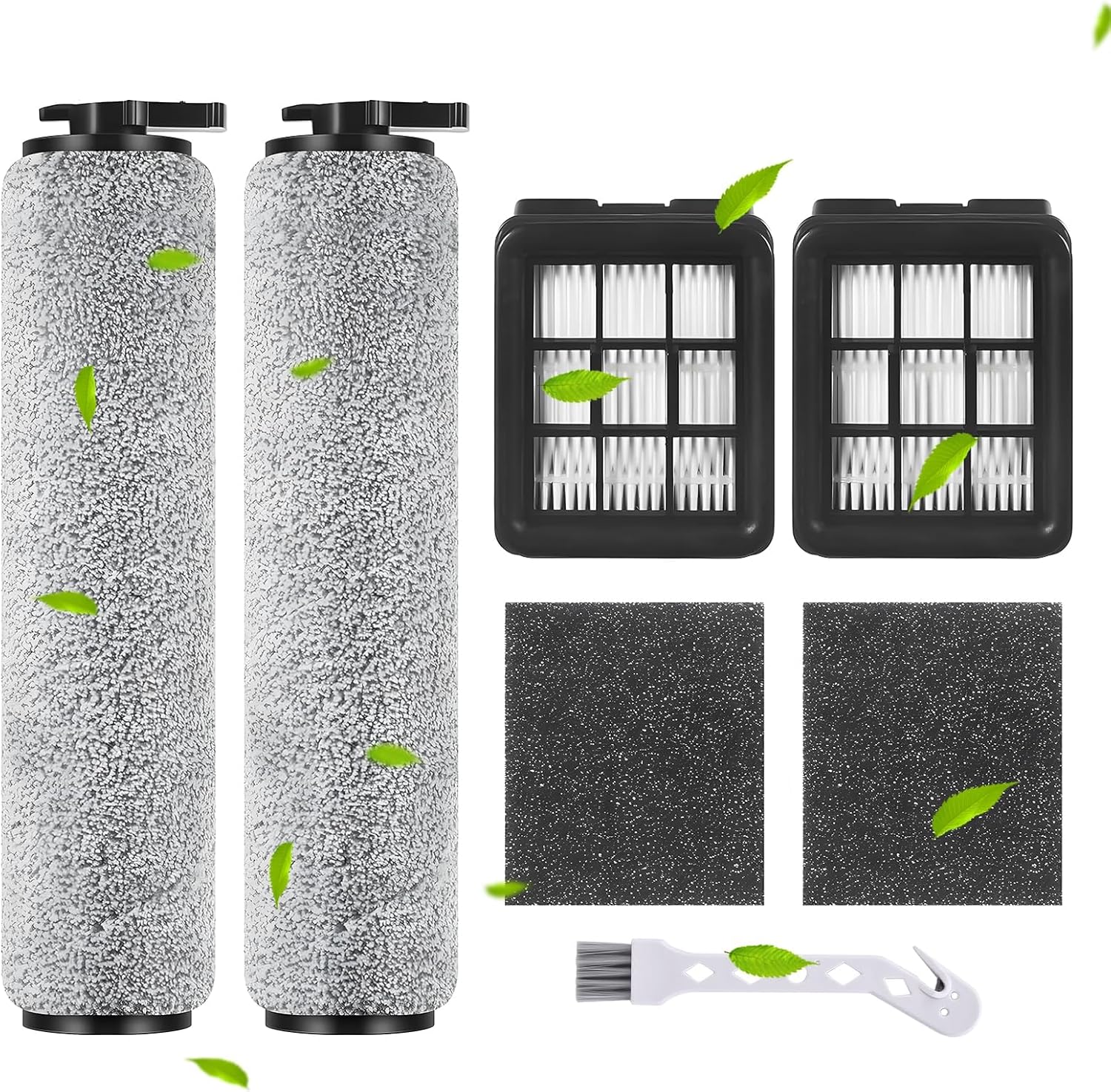 Rebirthcare 3649A Replacement Brush Roller Filter for Bissell for Crosswave HF3 Cordless 3649A Vacuum Cleaner, 2 Brush Rollers 2 filters & 2 Sponges