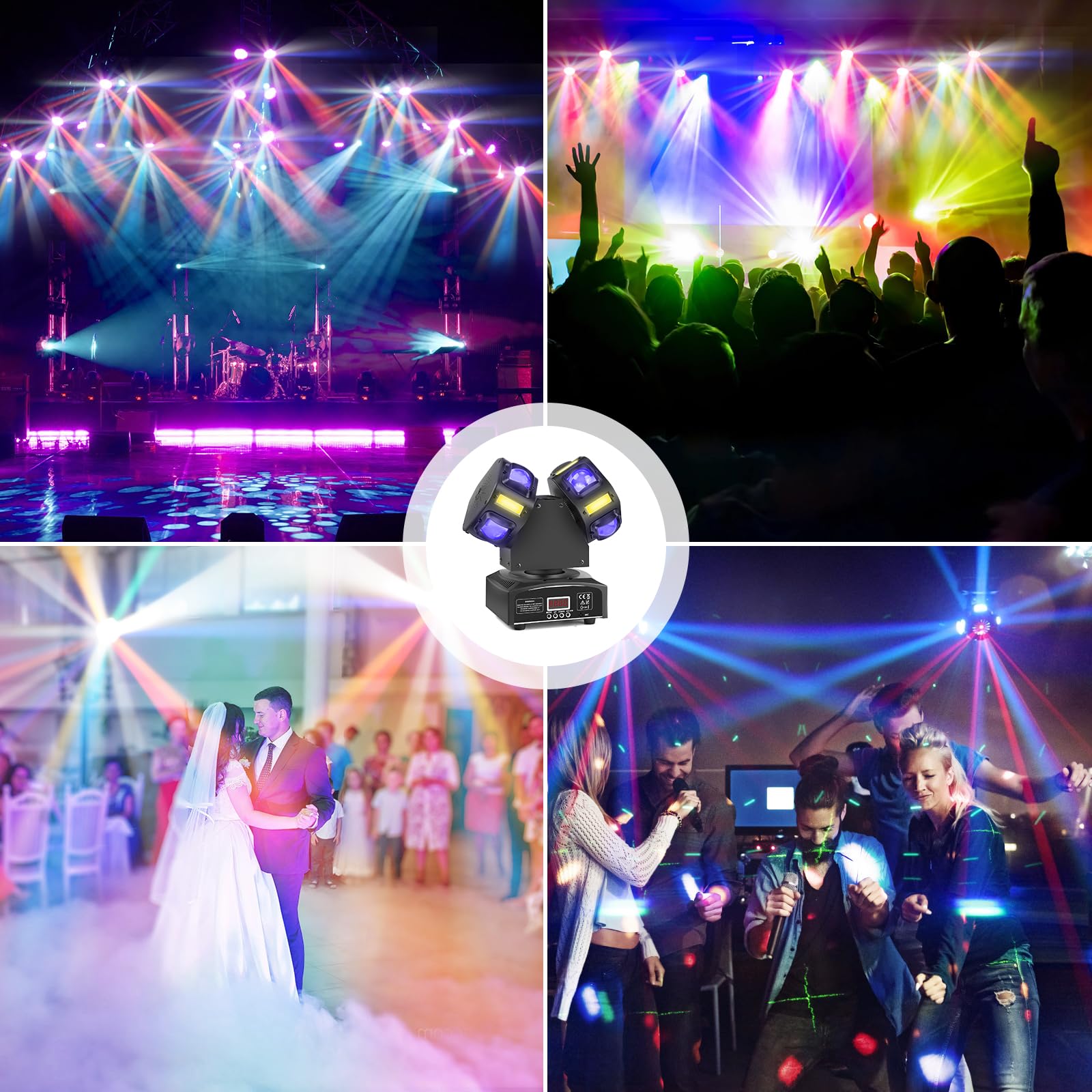 Luce da discoteca per feste, Moving Head, LED RGB, proiettore DJ, controllo musicale, DJ, effetto DMX, per KTV, riunioni di famiglia, matrimonio, compleanno, Halloween (T08)