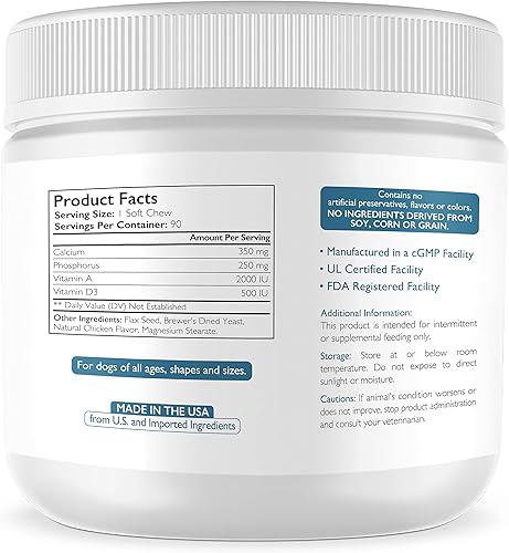 Miniatura 2 de Nutrition Strength Suplemento de fósforo de calcio para perros proporciona calcio para cachorros promueve huesos de perro saludables y tasa de