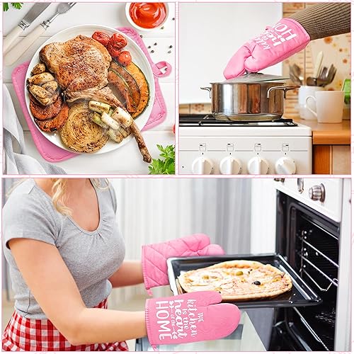 Miniatura 6 de GROBRO7 6Pcs Funny Oven Mitts Pot Holders The Kitchen is The Heart of The Home Heat Resistant Hot Pad Machine Washable Gloves with Hanging Loop