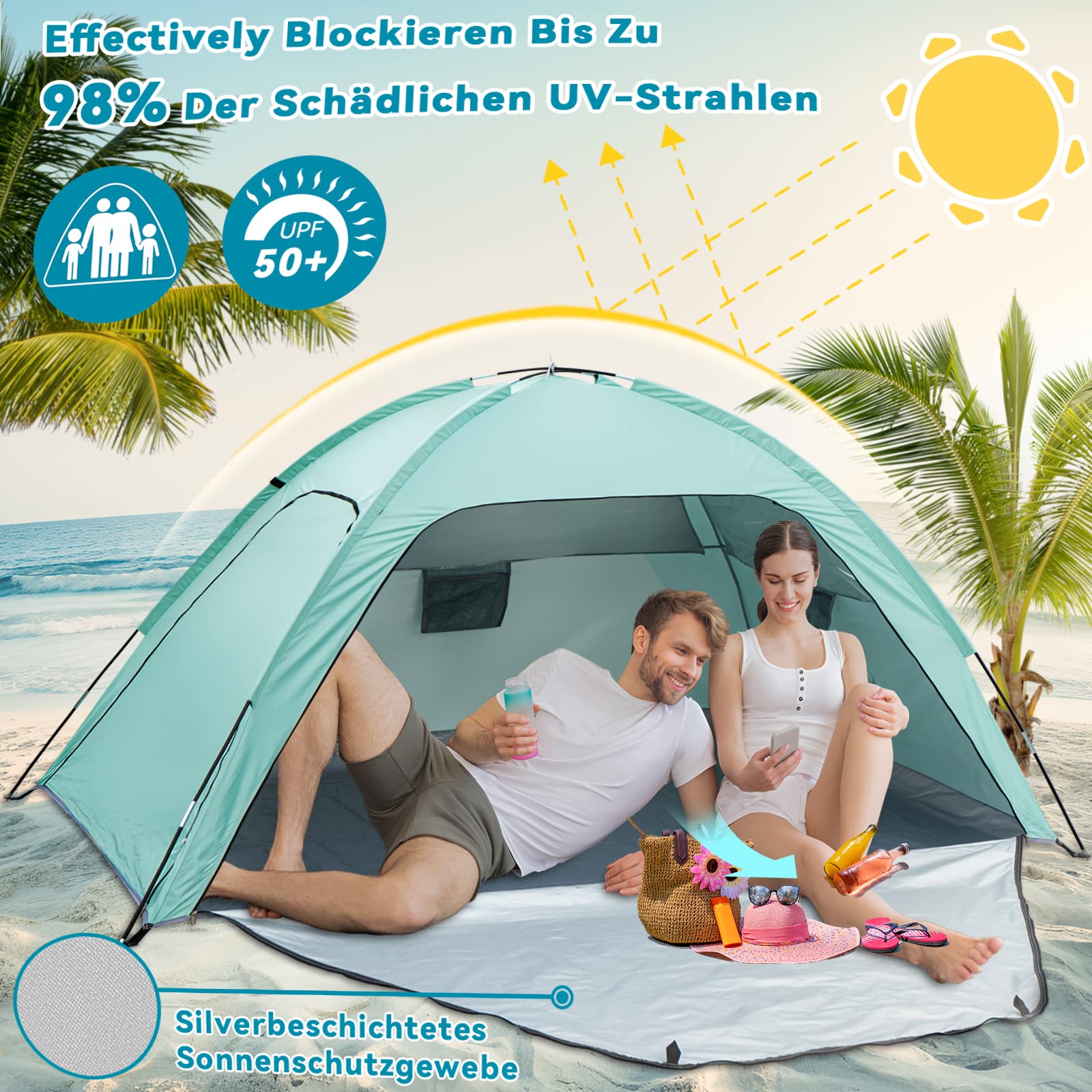 tilenvi zelt Beach Shelter, UV Protection, Beach Tent for 3-4 People, Sun Protection UPF50+ with Double Zip Doors, Wind Protection, Family Tent, Lightweight for Garden, Beach Sports & Outdoors Farbe:Orient Brown Meinl Percussion FX20 Percussion MFPN=PD4922
