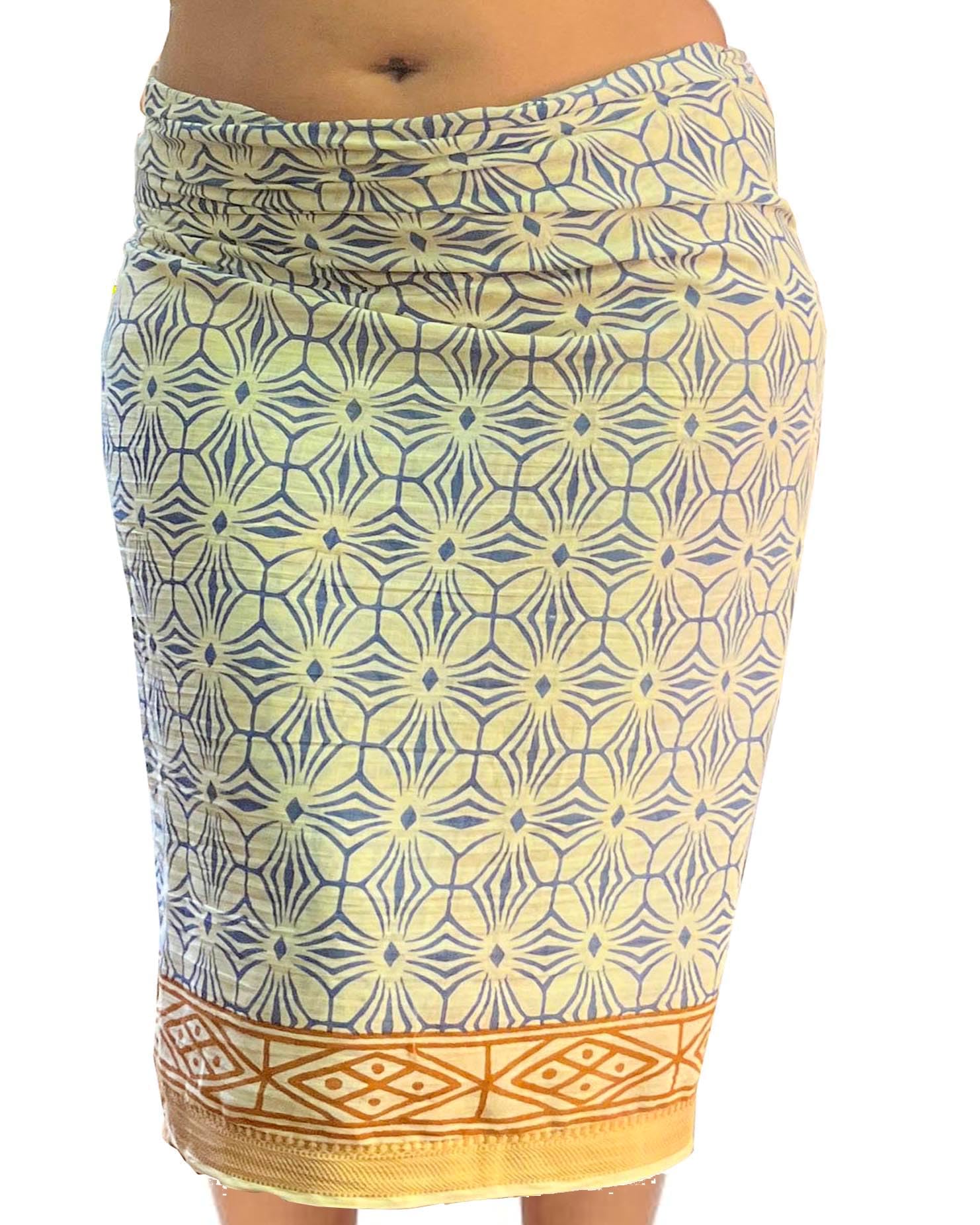 Mandala Life ART Pareo de Playa para Mujer Estampado a Mano – Sarong Indio con Borde Dorado – Algodón suav - Tela Decorativa - Envoltura Cubrir Bikini