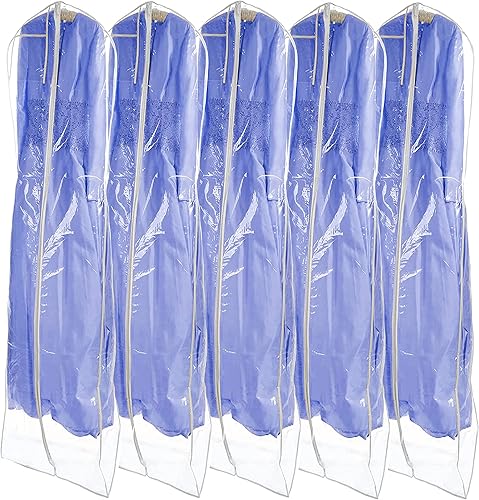 Bolsa transparente de 70 pulgadas para ropa y refuerzo de 10 pulgadas con bolsillo para accesorios con cremallera para boda, vestido largo, abrigo