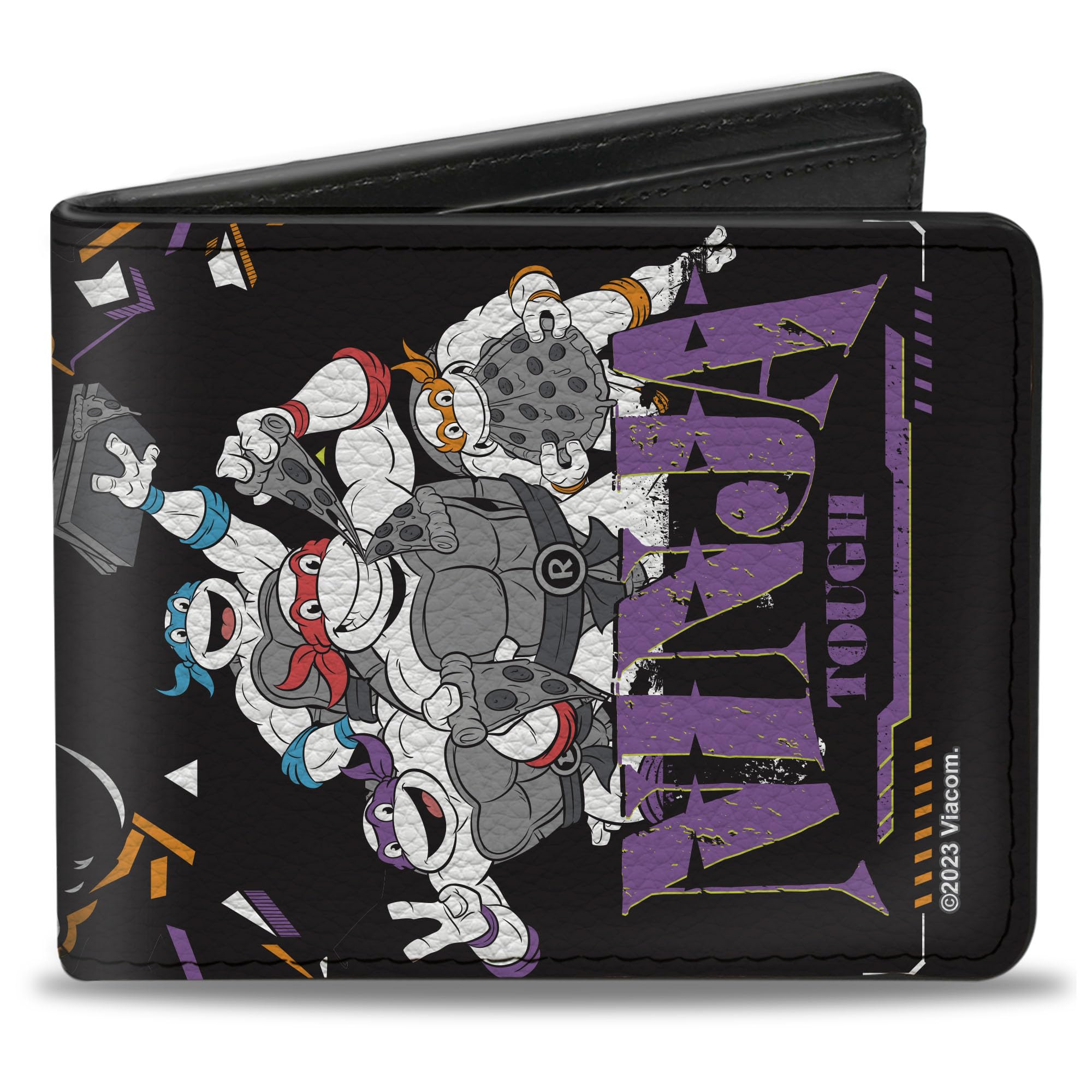 Buckle-Down Nickelodeon Wallet, Bifold, Ninja Turtles Ninja Tough Group Pose and Enemies Multi Color, Vegan Leather