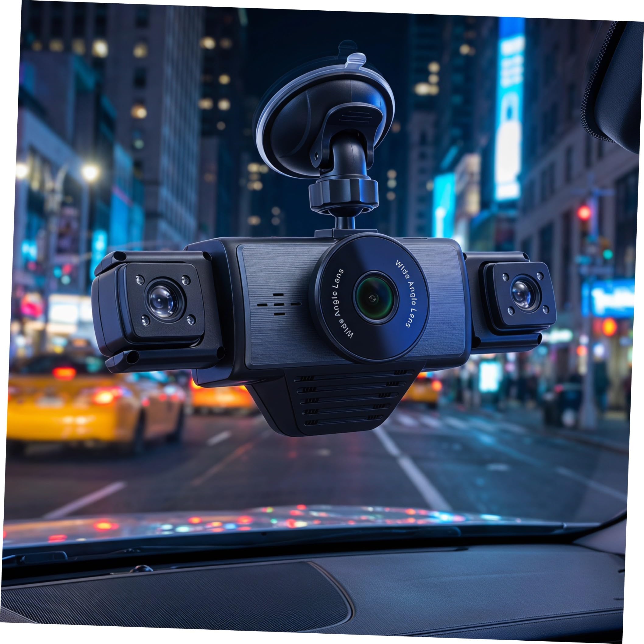 Mikikit Dash Cam Visione Notturna Infrarossi Wifi a Cinque Vie per Auto | Copertura Completa a Cinque Vie, Ampio Angolo, Registrazione Loop, Abs Nero