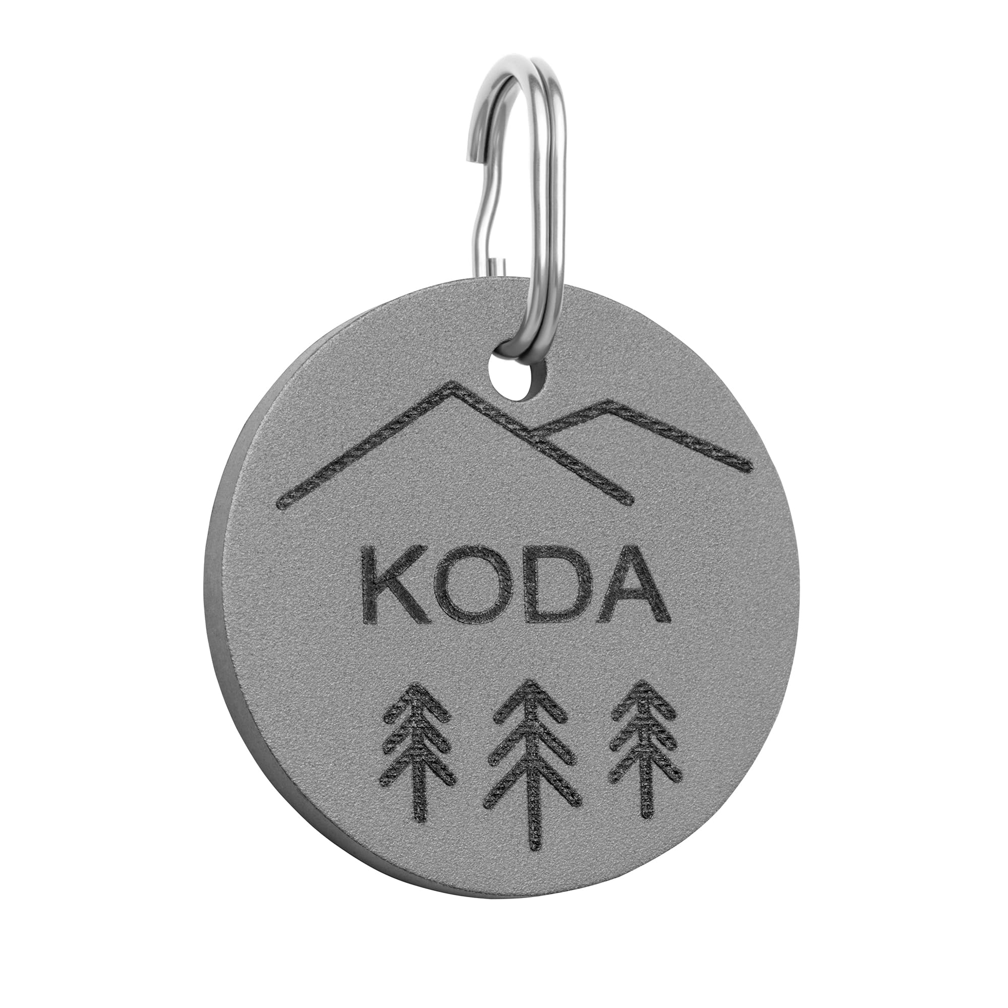 COOLDOGS Mountain Titanium Dog Tags Personalized for Pets,Dog Name Tag,Cat Name Tag with Custom Deep Laser Engraved ID on Both Sides in Round (Large)