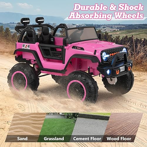 Miniatura 6 de OLAKIDS Auto eléctrico de 24 V, 4WD2WD conmutable de 2 plazas con control remoto, música, USB, MP3, juguete a batería para niños y niñas de más de 3