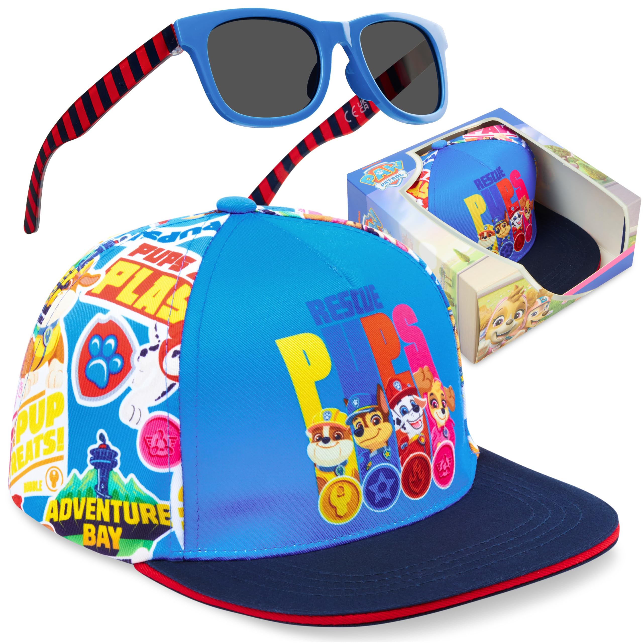 Hot Wheels Patrulla Canina Barrio Sesamo Gorra y Gafas de Sol Niño Set Verano Protección Solar UV