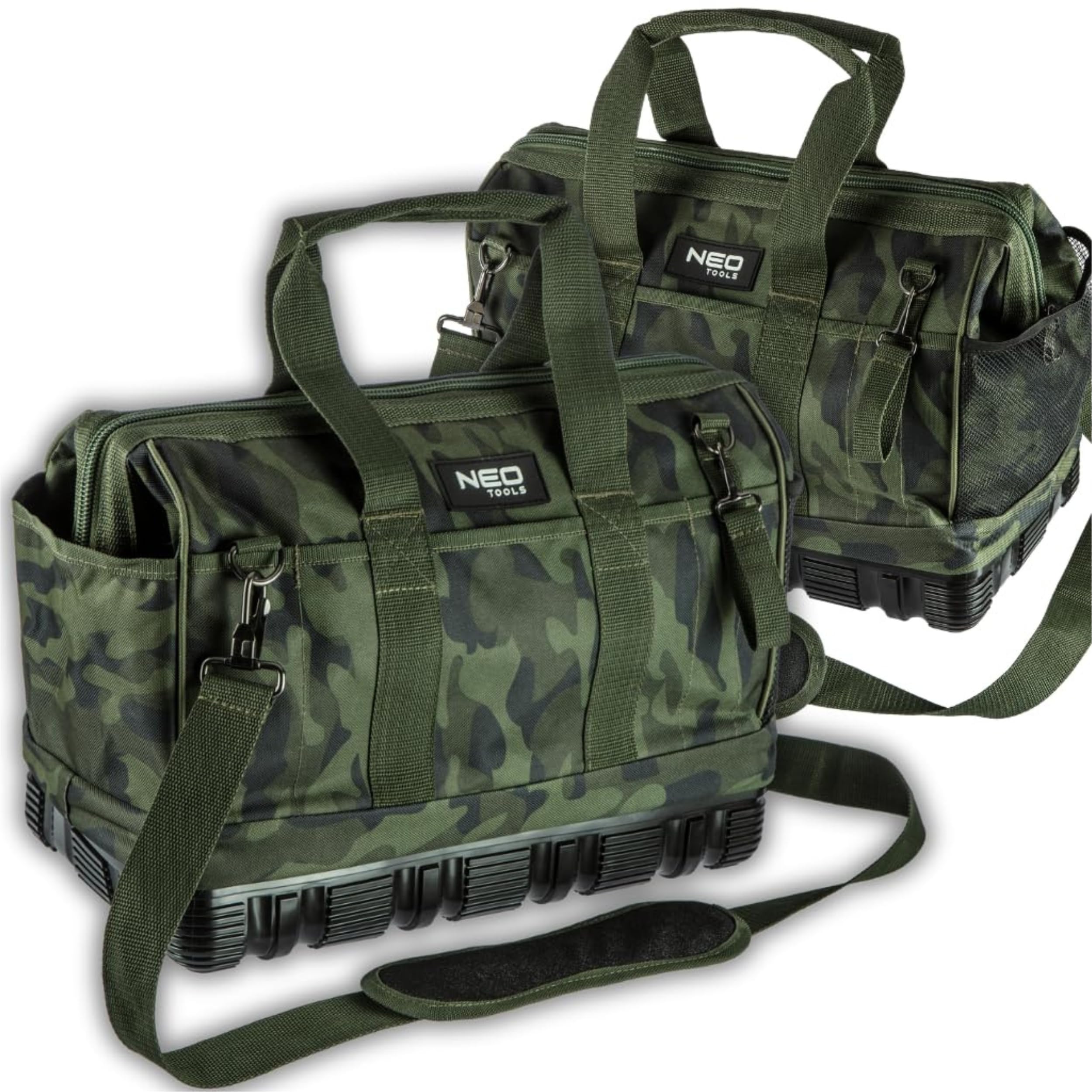 Neo Tools Mallette à outils CAMO (vide) pour artisans professionnels, camouflage, 40 x 22 x 33 cm, 100% nylon 600D, fond étanche, bandoulière réglable