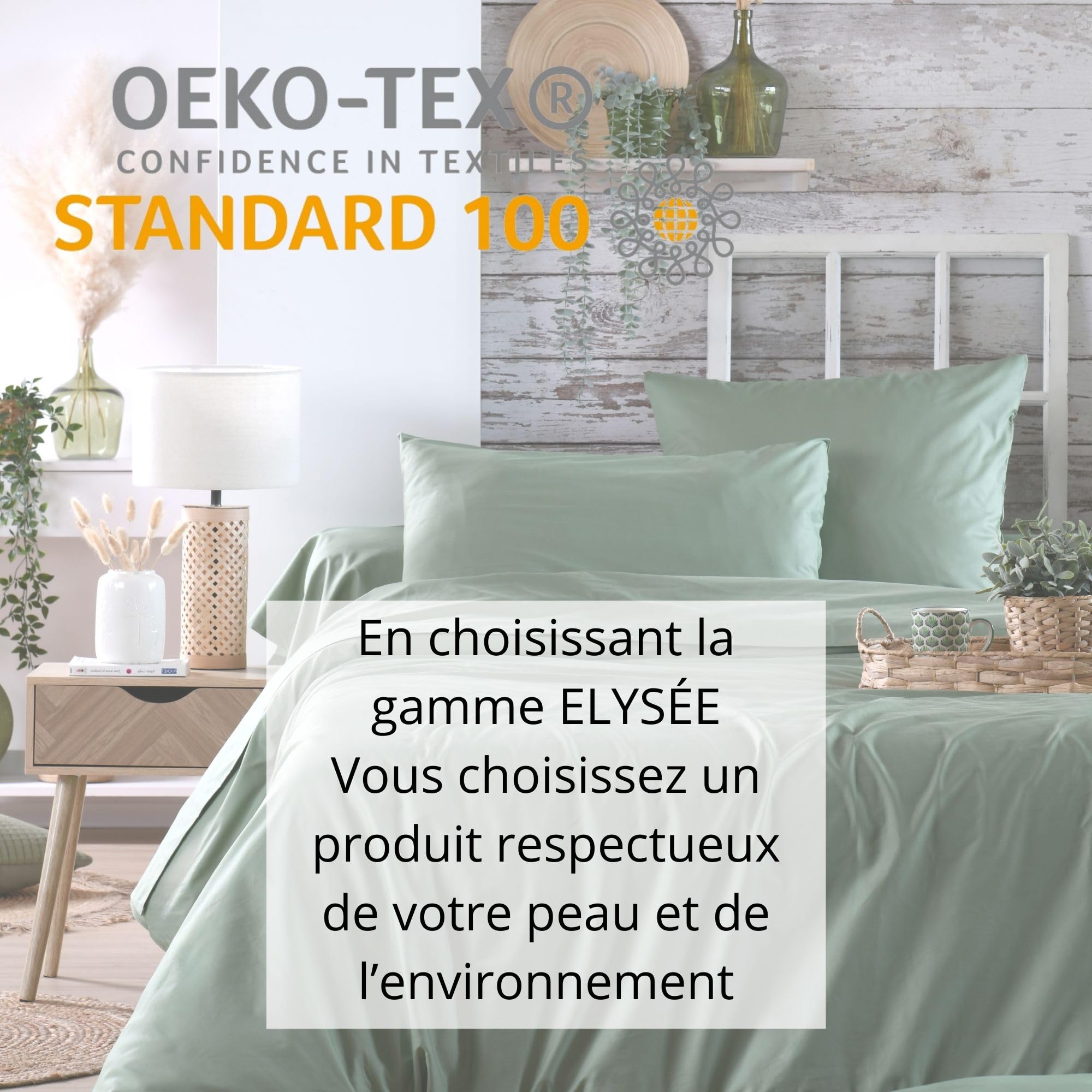 STOF - Bettlaken – Größe 240 x 300 cm – Qualität Perkal aus Baumwolle – 100% Baumwolle nach Öko-Tex – Farbe Grün – Modell Elysée – Bettwäsche für Zuhause – weich und bequem
