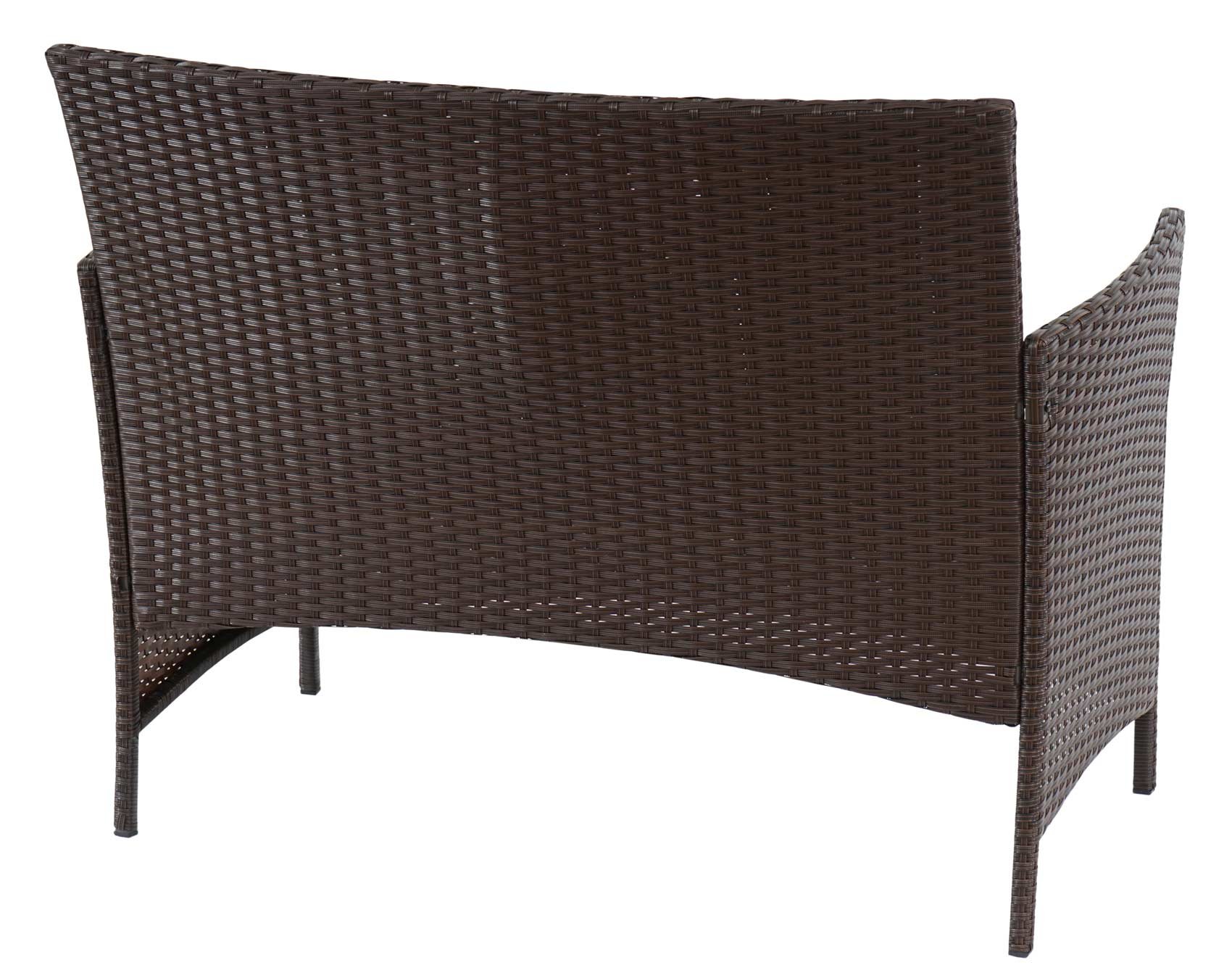 Mendler Divano sofa esterno giardino 2 posti Halden 106cm polyrattan marrone con cuscino verde