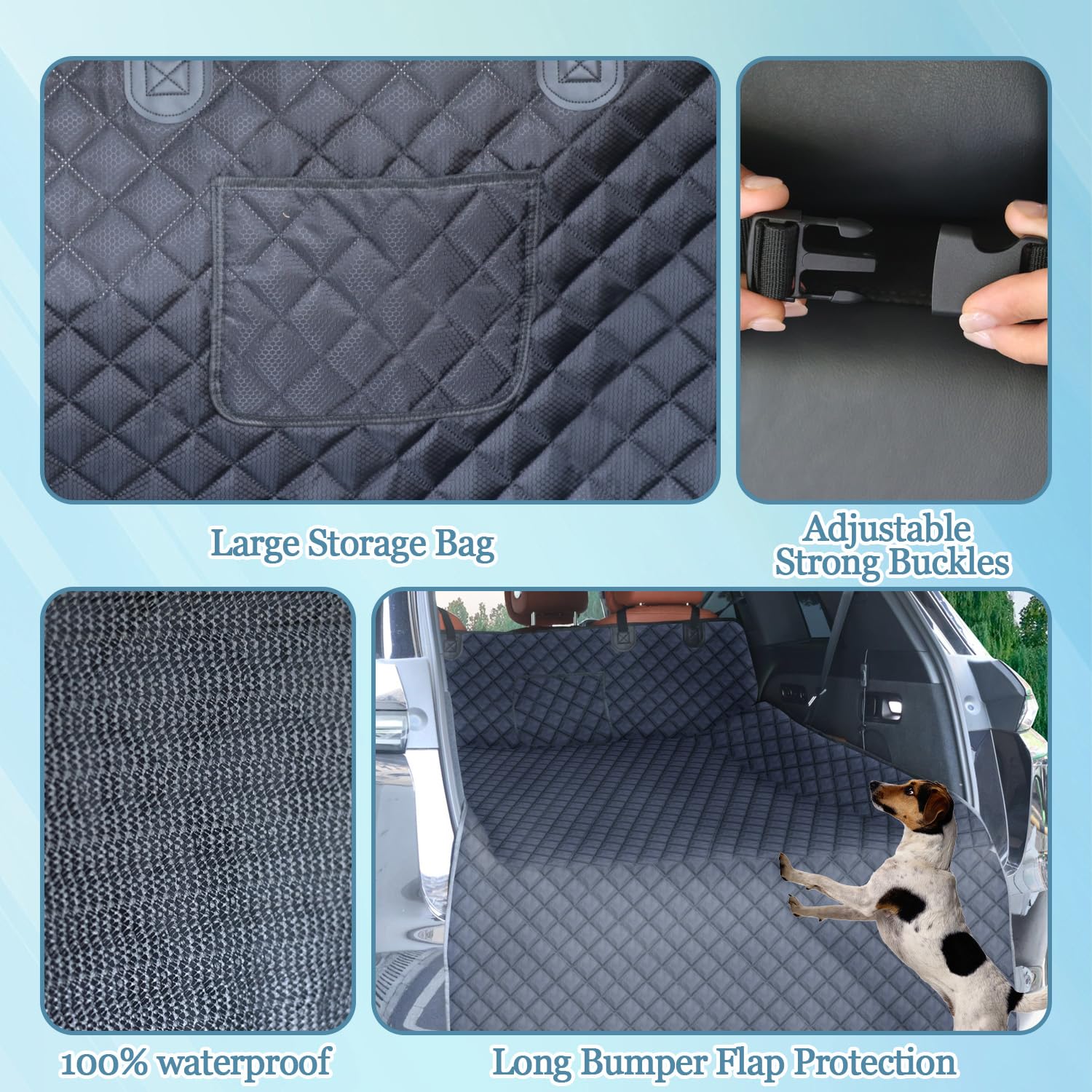 SUV Dog Cargo Liner Cover - 90"x55" Waterproof, Nonslip, Scratchproof Pet Mat With Bumper Flap (XL, Black)