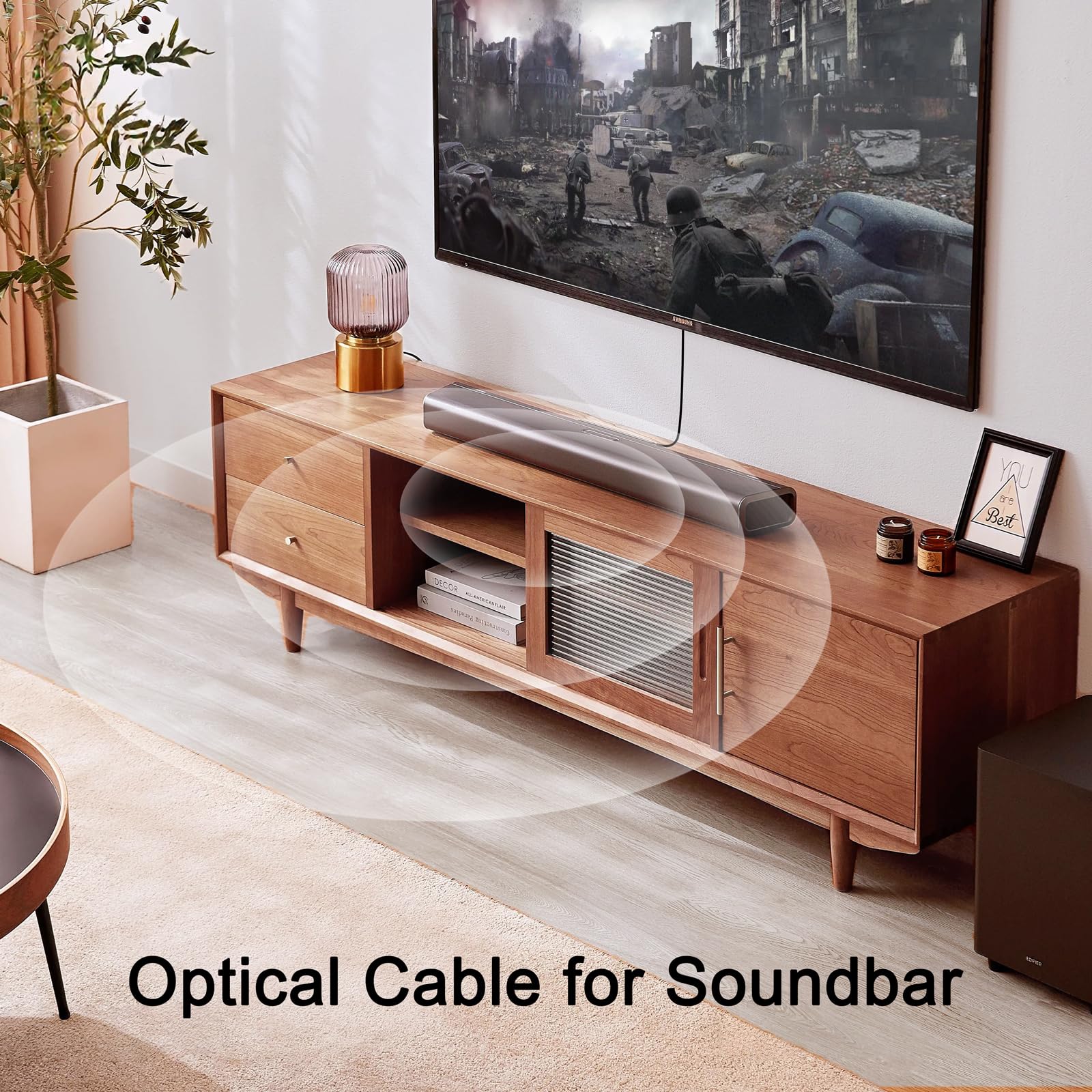 Câble audio optique de 6,1 m, câble audio optique numérique ultra fin, câble Toslink SPDIF à fibre optique compatible avec barre de son TV, home cinéma, PS4, Xbox, Samsung, Vizio Bose