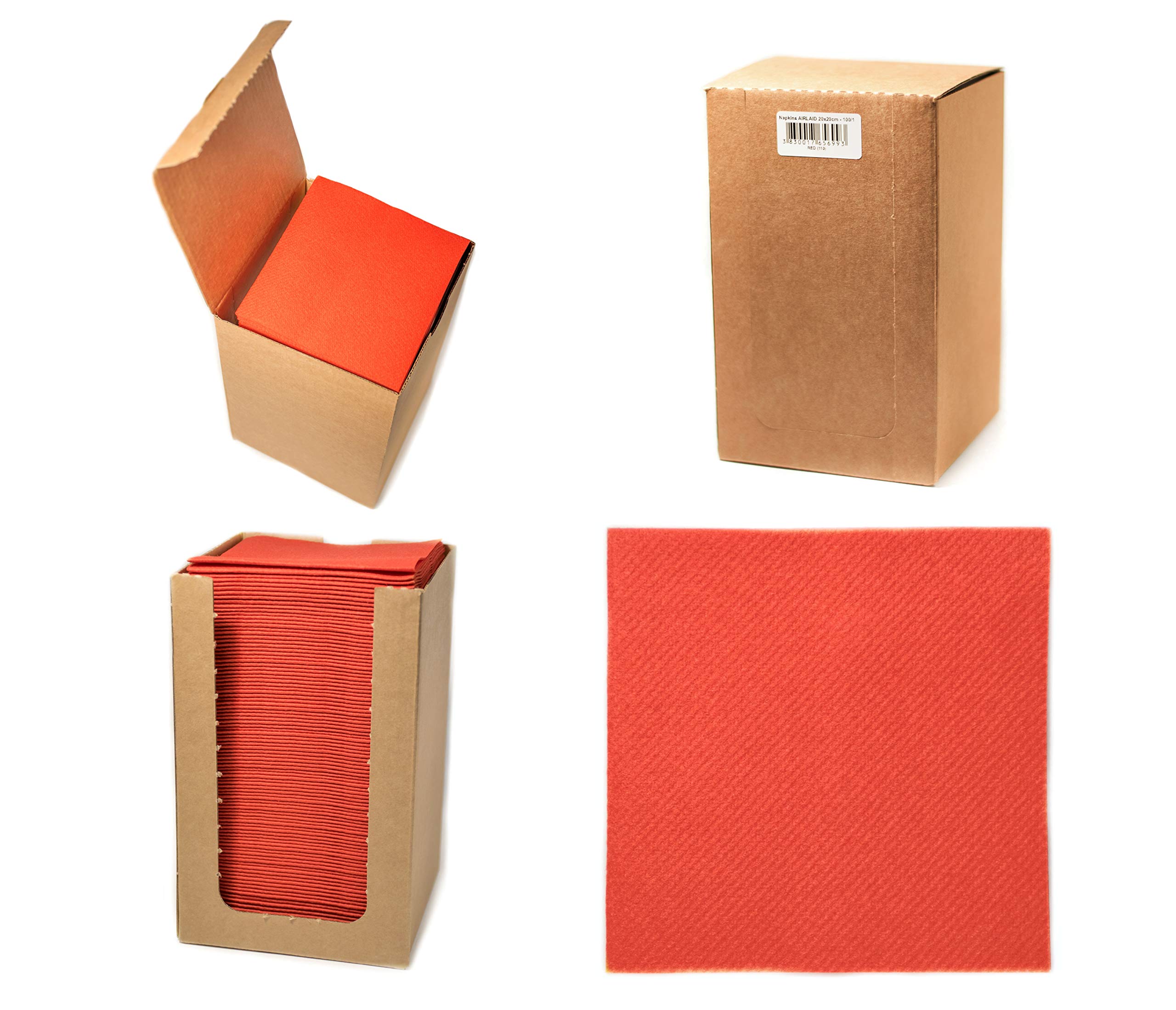 Alvotex Airlaid Cocktail Napkins 20 x 20 cm 100/1 - Red (110)