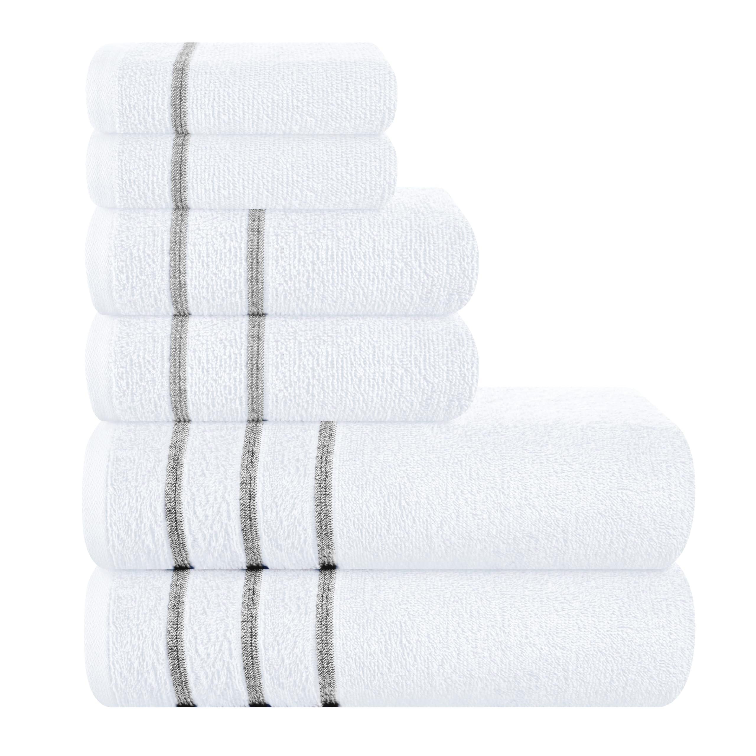 MyOwn Ultra Soft 6 Pack Cotton Towel Set, Contains 2 Bath Towels 28x55 inch, 2 Hand Towels 16x24 inch & 2 Wash Coths 12x