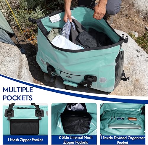 Miniatura 4 de Haimont Bolsa de lona impermeable con correas de fijación rápida para motociclismo, rafting, canotaje, SUP, kayak, viajes, 50L70L