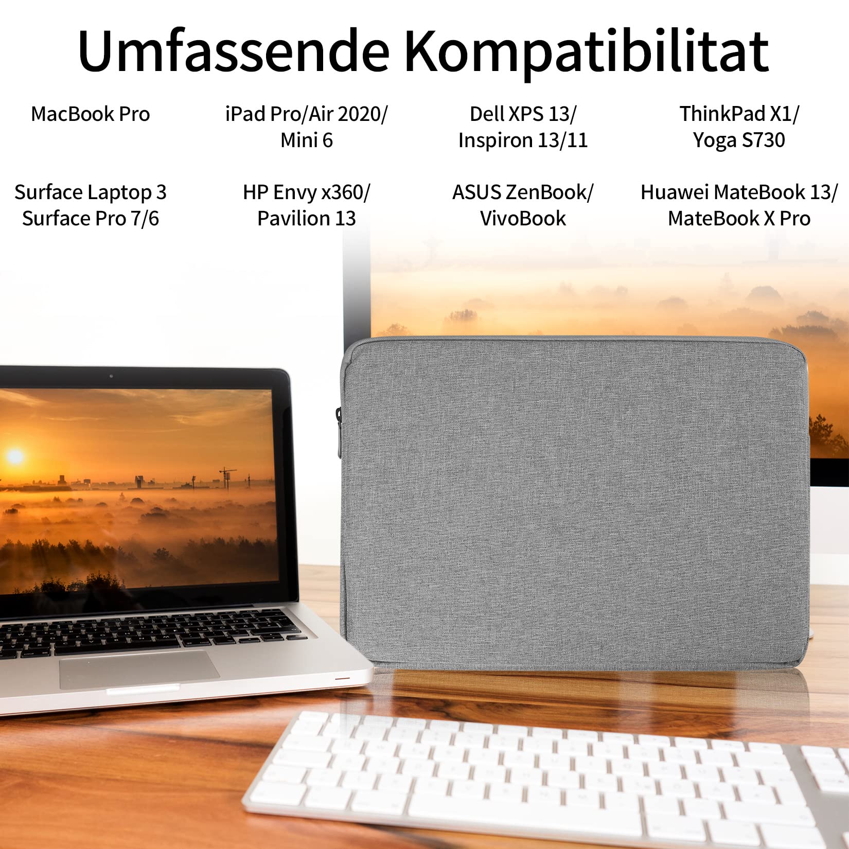 Custodia Universale 13 Pollici, Borsa Protettiva per Laptop, Adatta a Dispositivi da 13"-13,6", Cover Portatile Antigraffio e Antipolvere, Compatibile con Vari Modelli borsa pc borsa porta pc