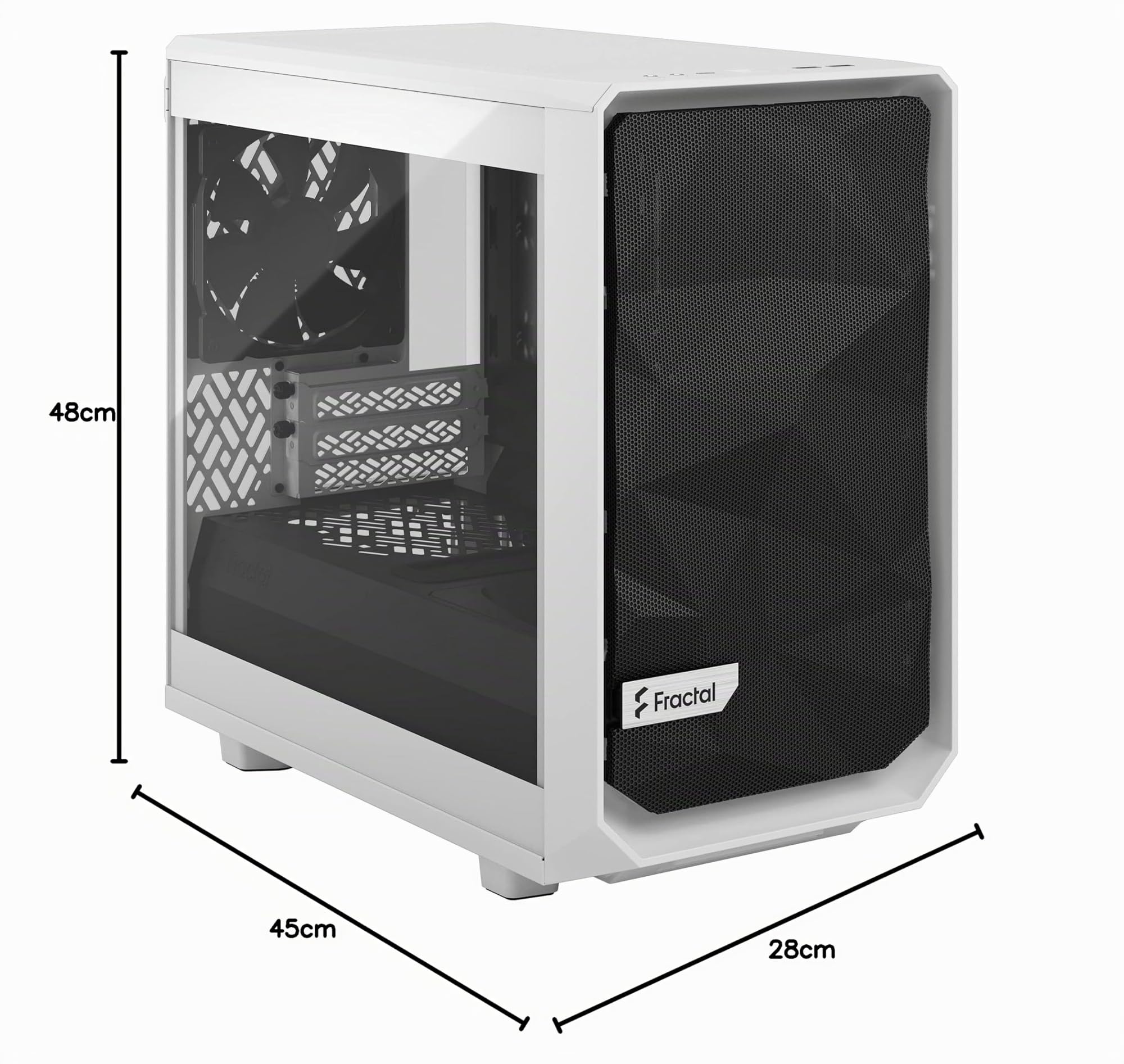 Fractal Design Meshify 2 Nano - MinI-Itx Tower (geh?rtetes Glas) - Keine Spannungsversorgung (atx) - Wei? - Usb/audio (fD-C-Mes2N-02)